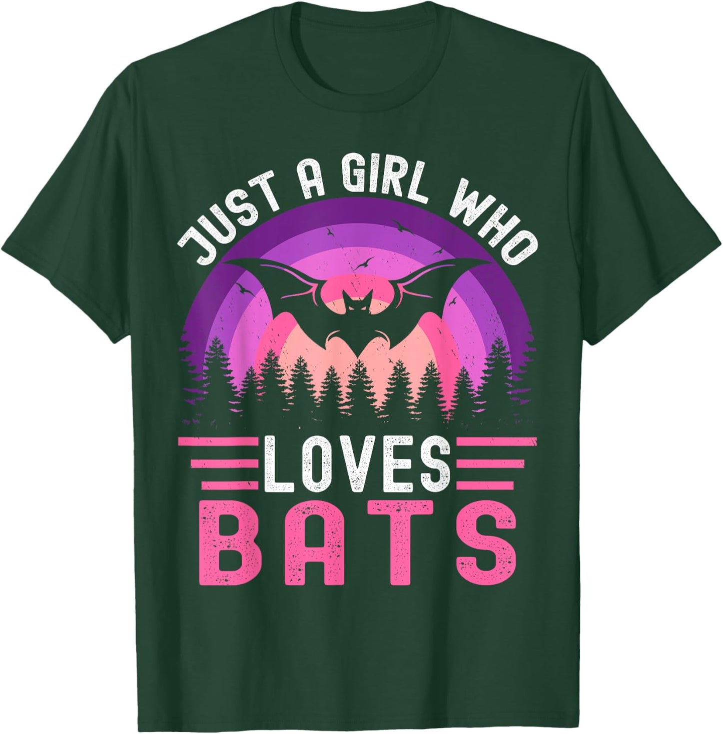 Vintage Bat Just a Girl Who Loves Bats Funny Bat Halloween T-Shirt - T-Shirt | Forest