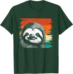 Retro Vintage Sloth Portrait - Animal Nature Lover Zookeeper T-Shirt - T-Shirt | Forest