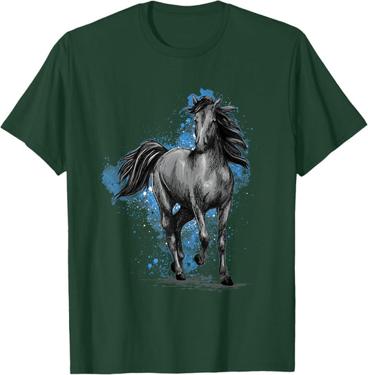 Black Horse - Horses Animal Lover Equestrian Horseback Rider T-Shirt - T-Shirt | Forest