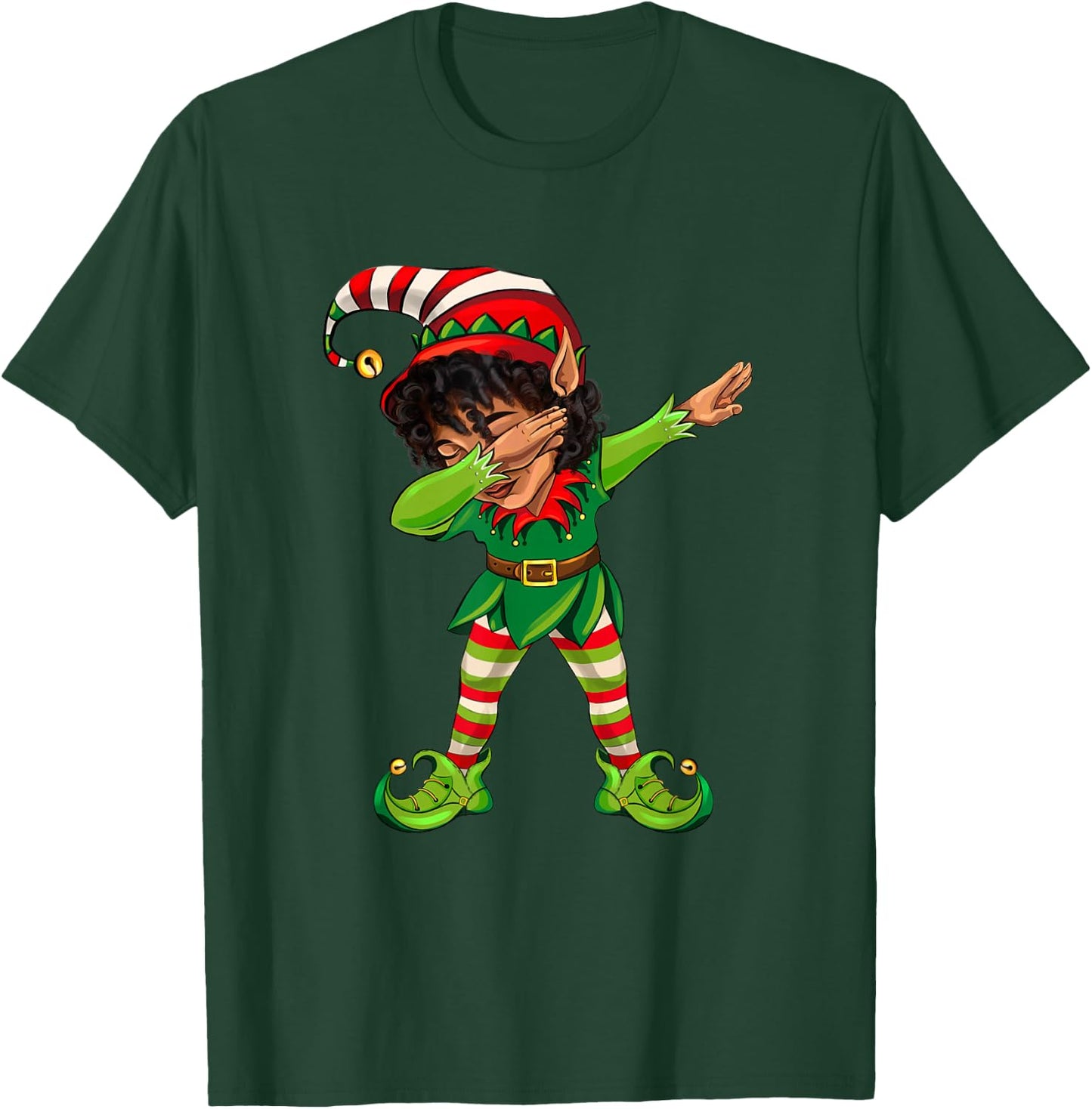 Cute African American Dabbing Elf Black Elf Christmas Party T-Shirt - T-Shirt | Forest