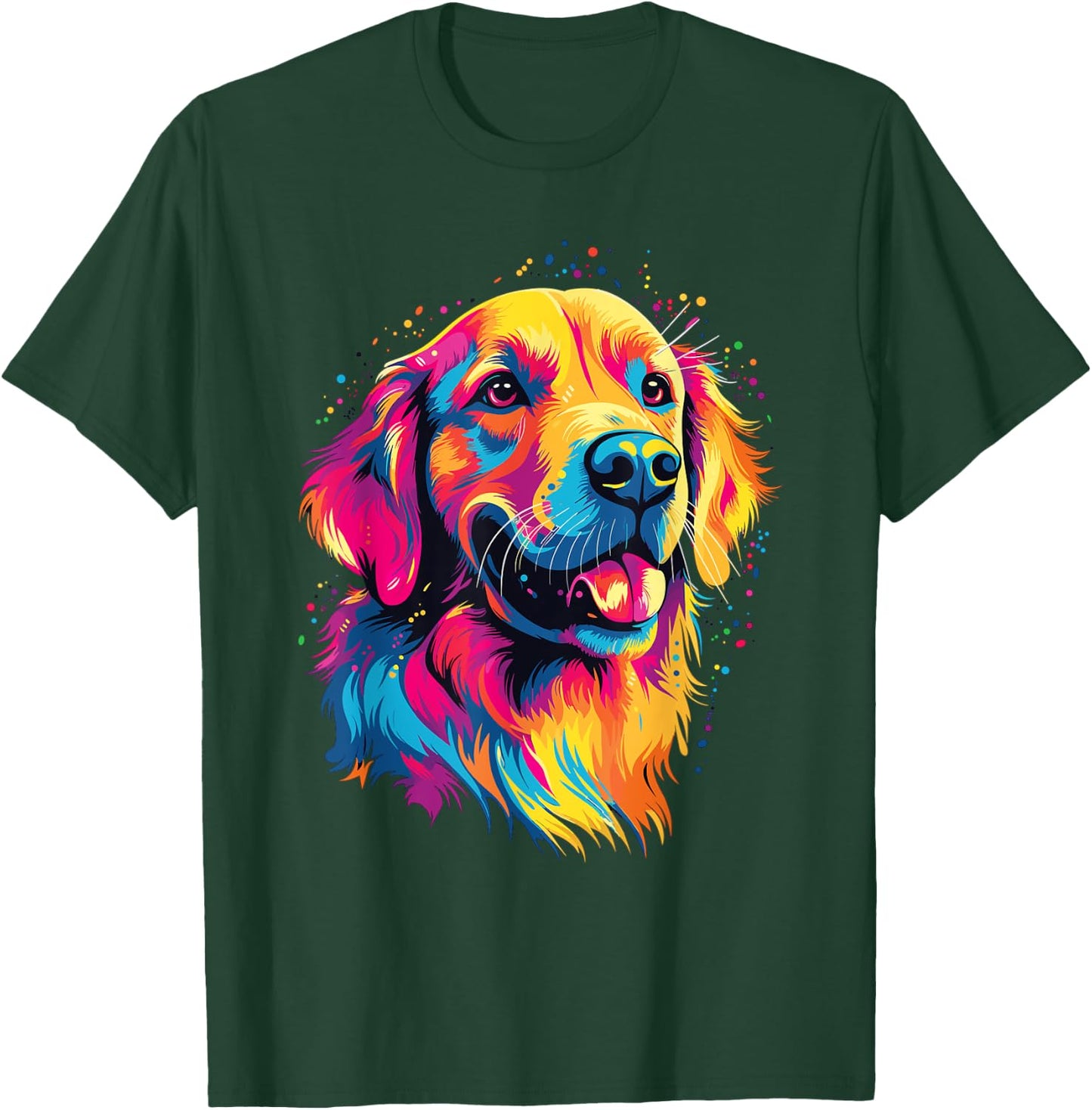 Watercolor Colorful Golden Retriever Dog Women Kids T-Shirt - T-Shirt | Forest