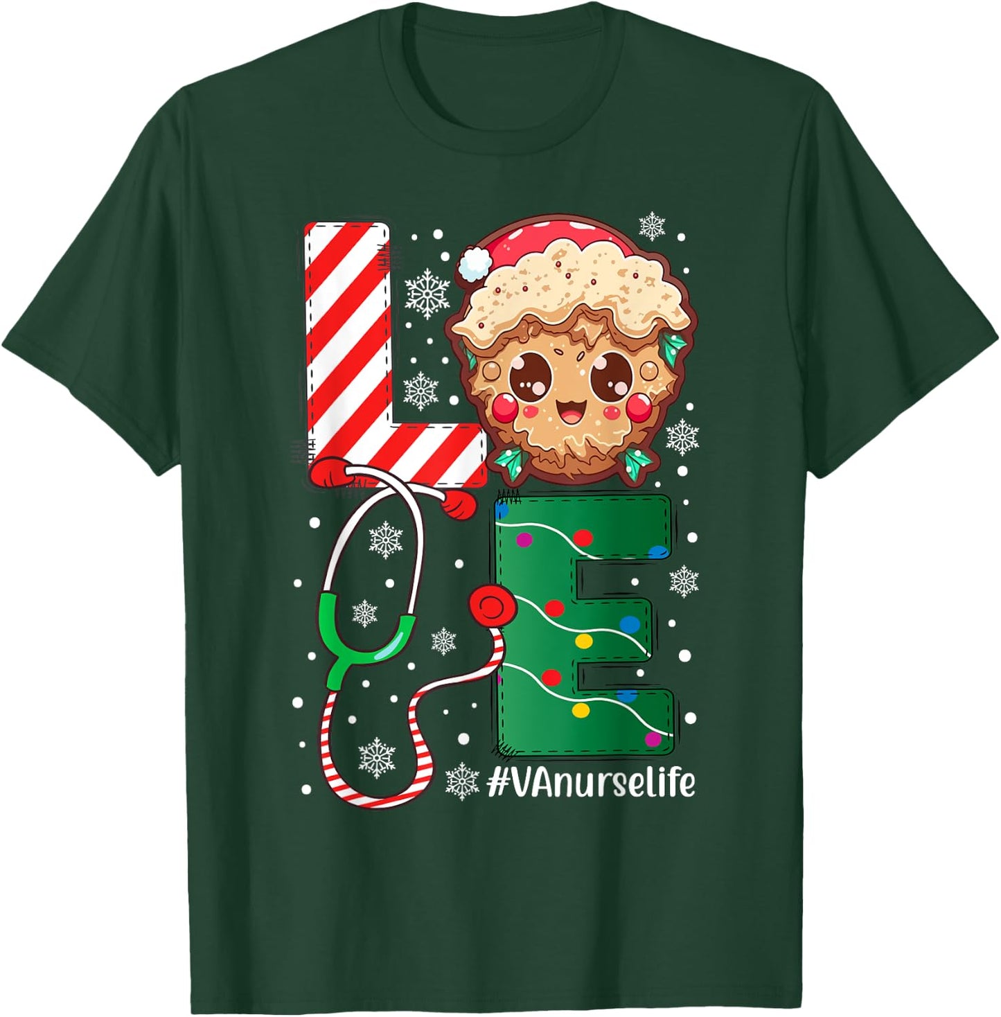 VA Nurse Nursing Christmas cookie Love Nurse Life T-Shirt - T-Shirt | Forest