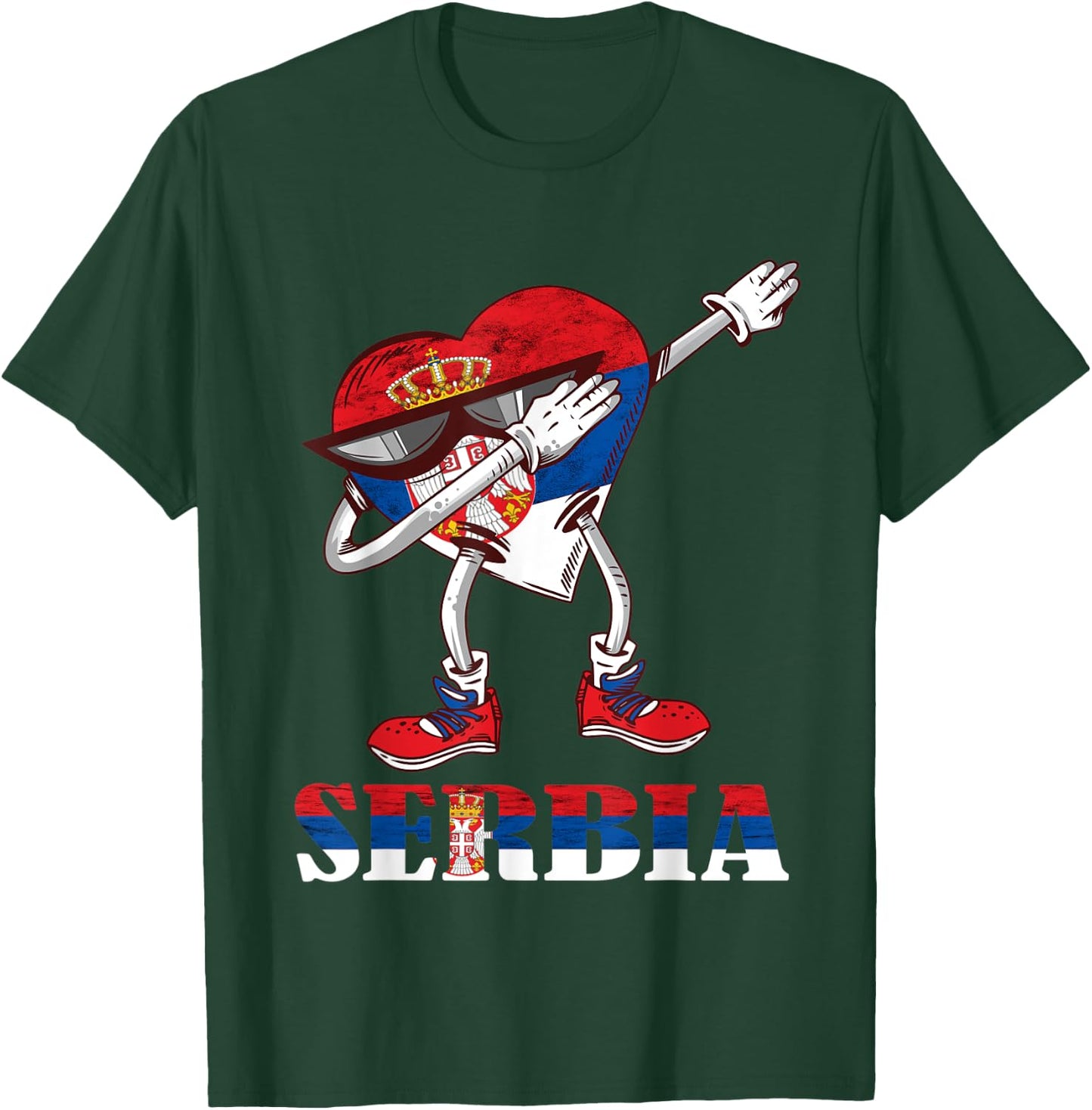 Serbian Dabbing Heart Serbian Flag Serbia Pride Serbia T-Shirt - T-Shirt | Forest