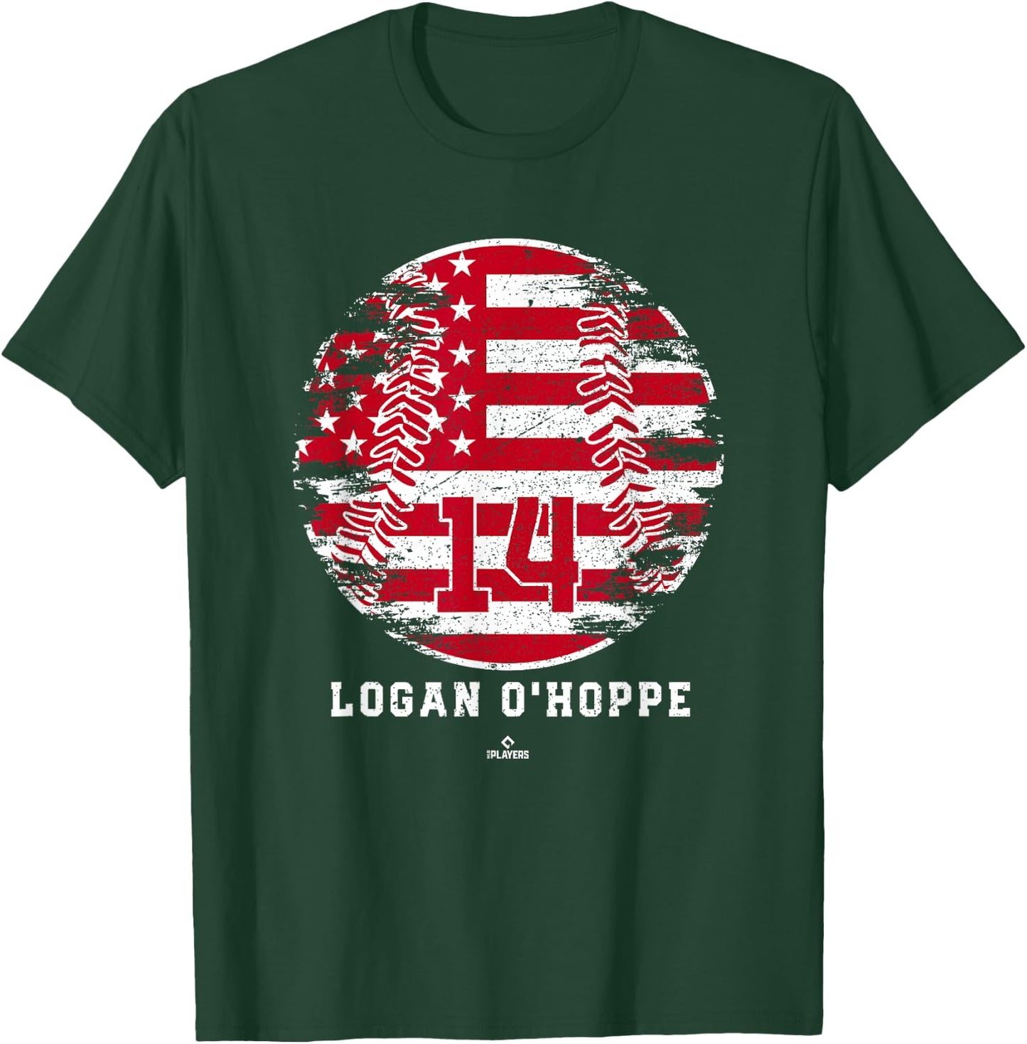 Vintage Baseball Flag Logan O Hoppe Los Angeles MLBPA T-Shirt - T-Shirt | Forest