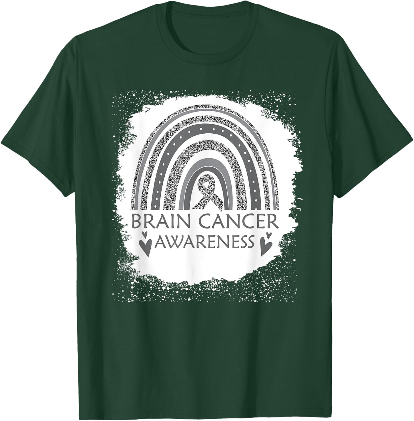 Brain Cancer Awareness Bleached Rainbow Gray Ribbon Men T-Shirt - T-Shirt | Forest