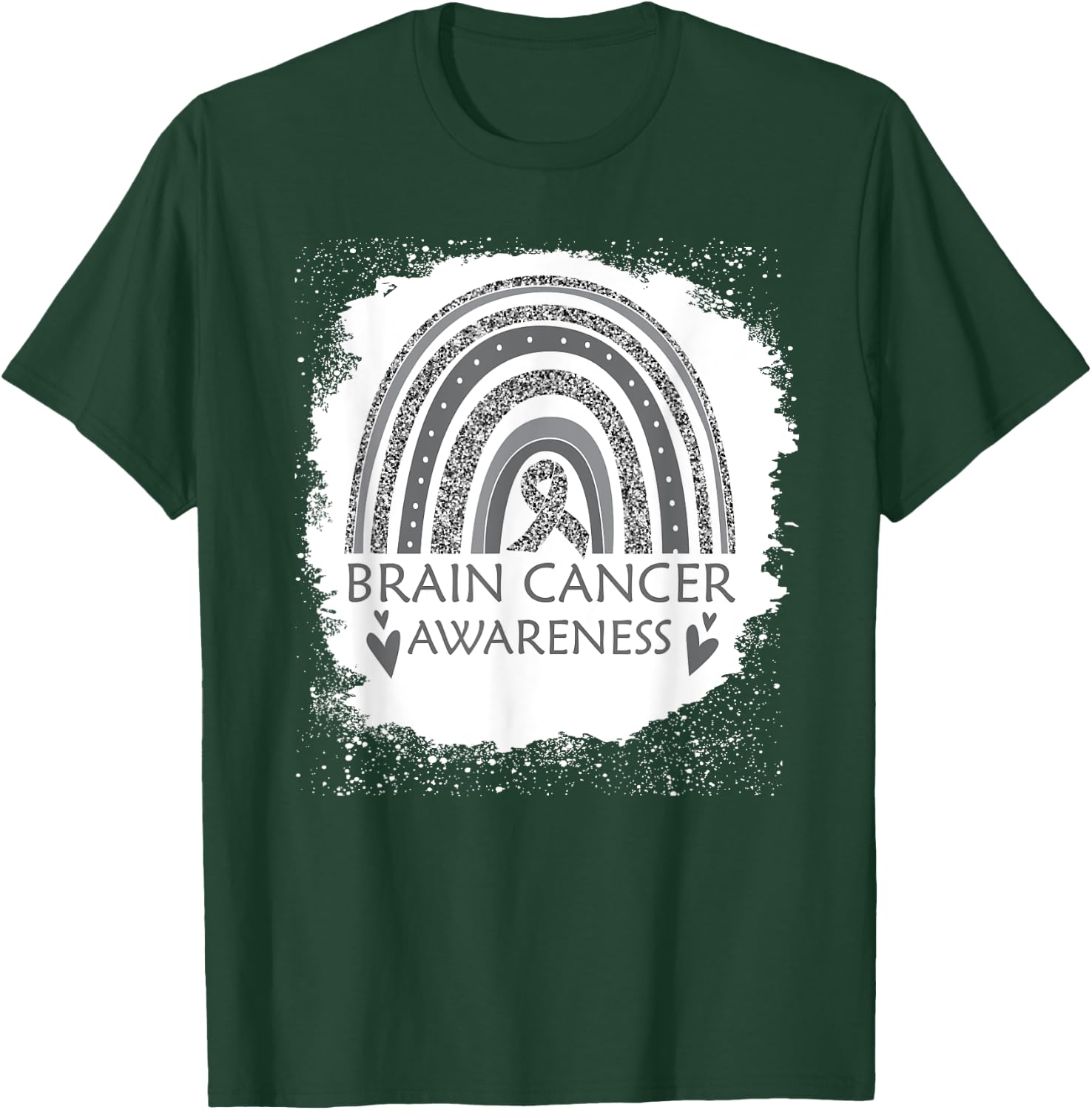 Brain Cancer Awareness Bleached Rainbow Gray Ribbon Men T-Shirt - T-Shirt | Forest