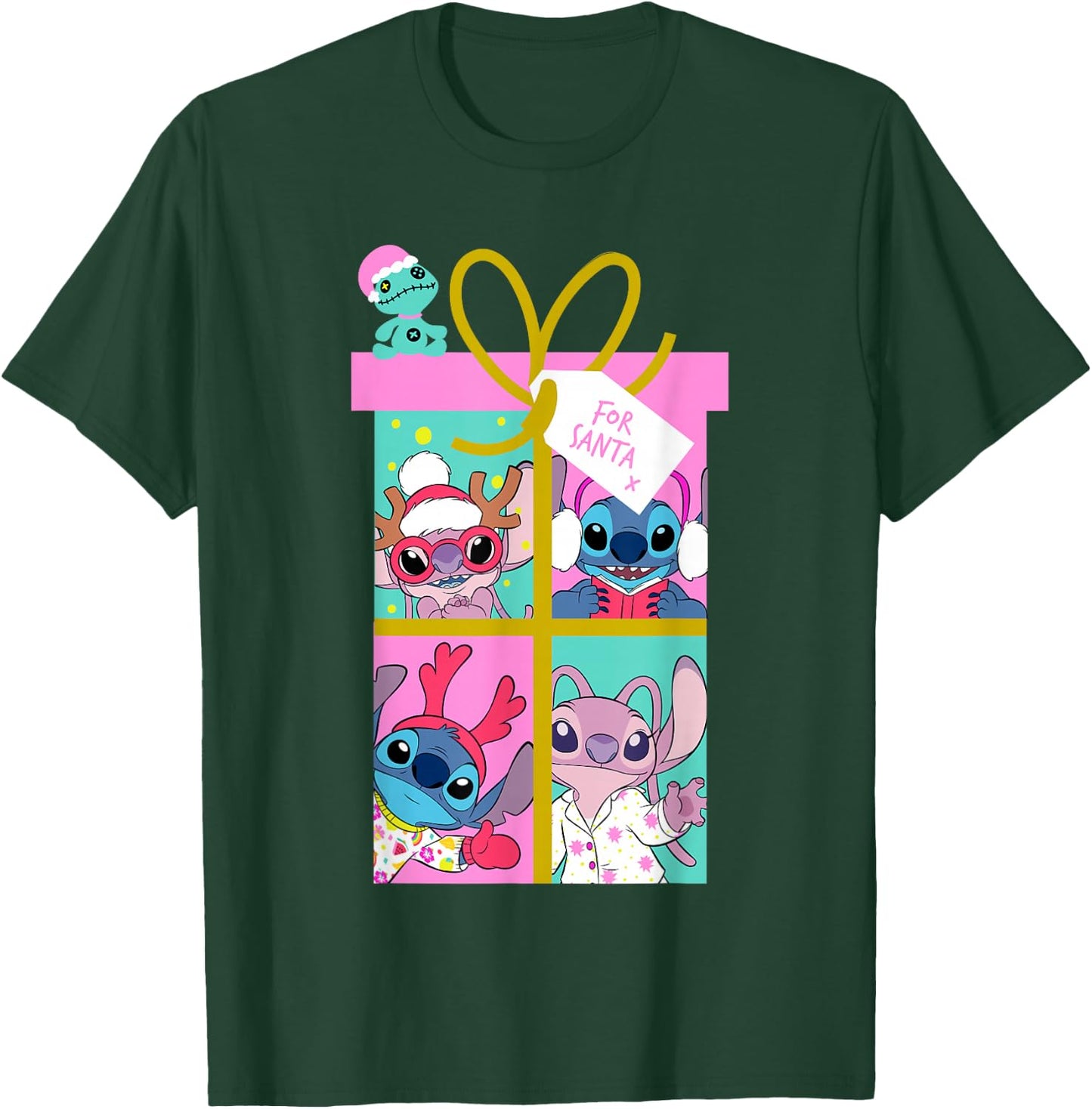 Disney Lilo & Stitch Christmas Angel & Stitch Gift Santa T-Shirt - T-Shirt | Forest