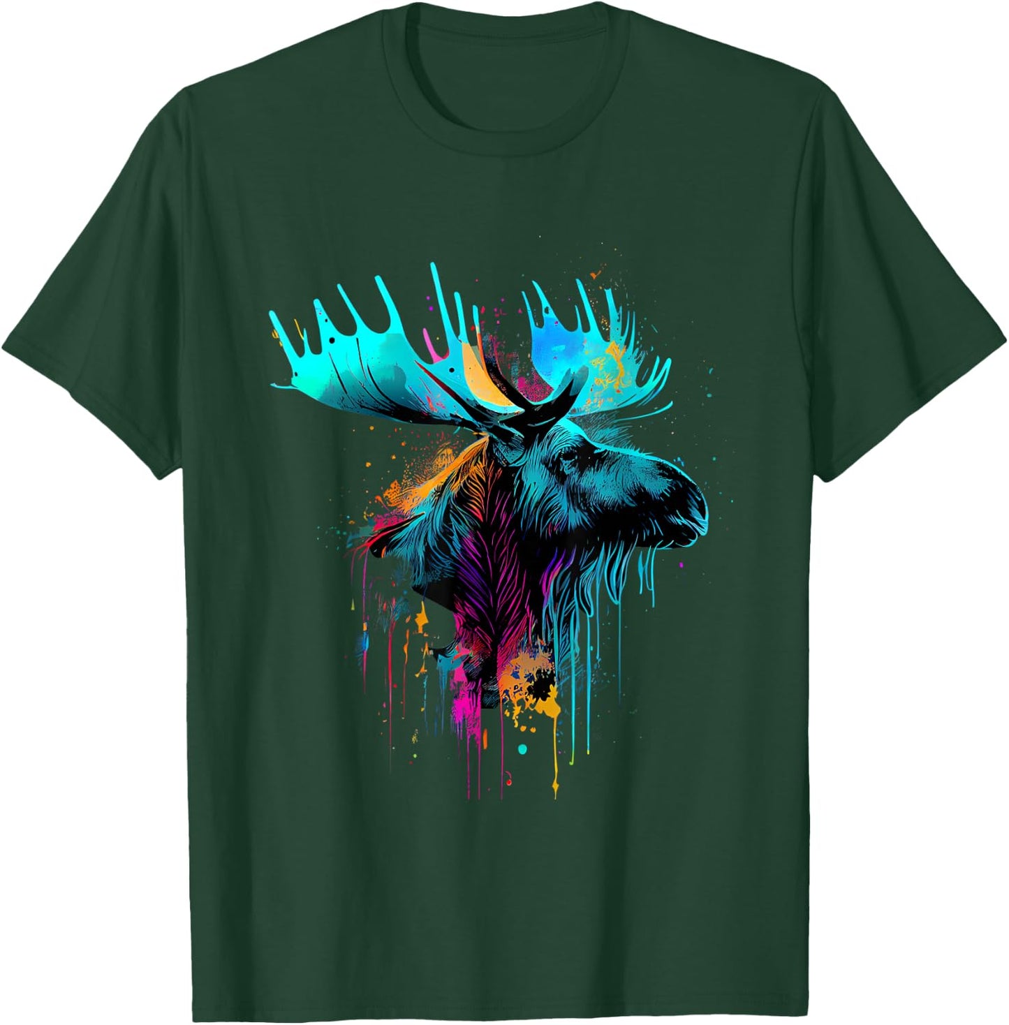 Moose Lovers Colorful Pop Art Beautiful Moose T-Shirt - T-Shirt | Forest