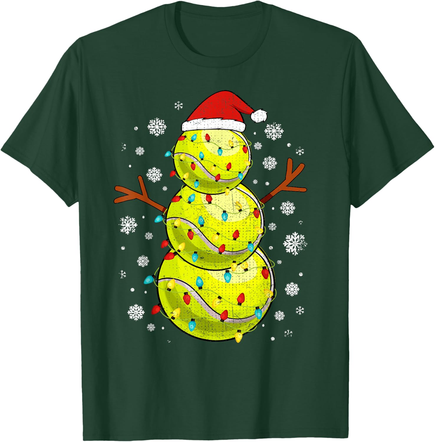 Tennis Snowman Sports Christmas T-Shirt - T-Shirt | Forest