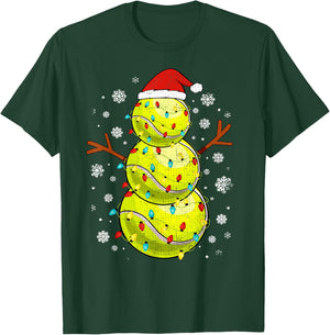 Tennis Snowman Sports Christmas T-Shirt - T-Shirt | Forest