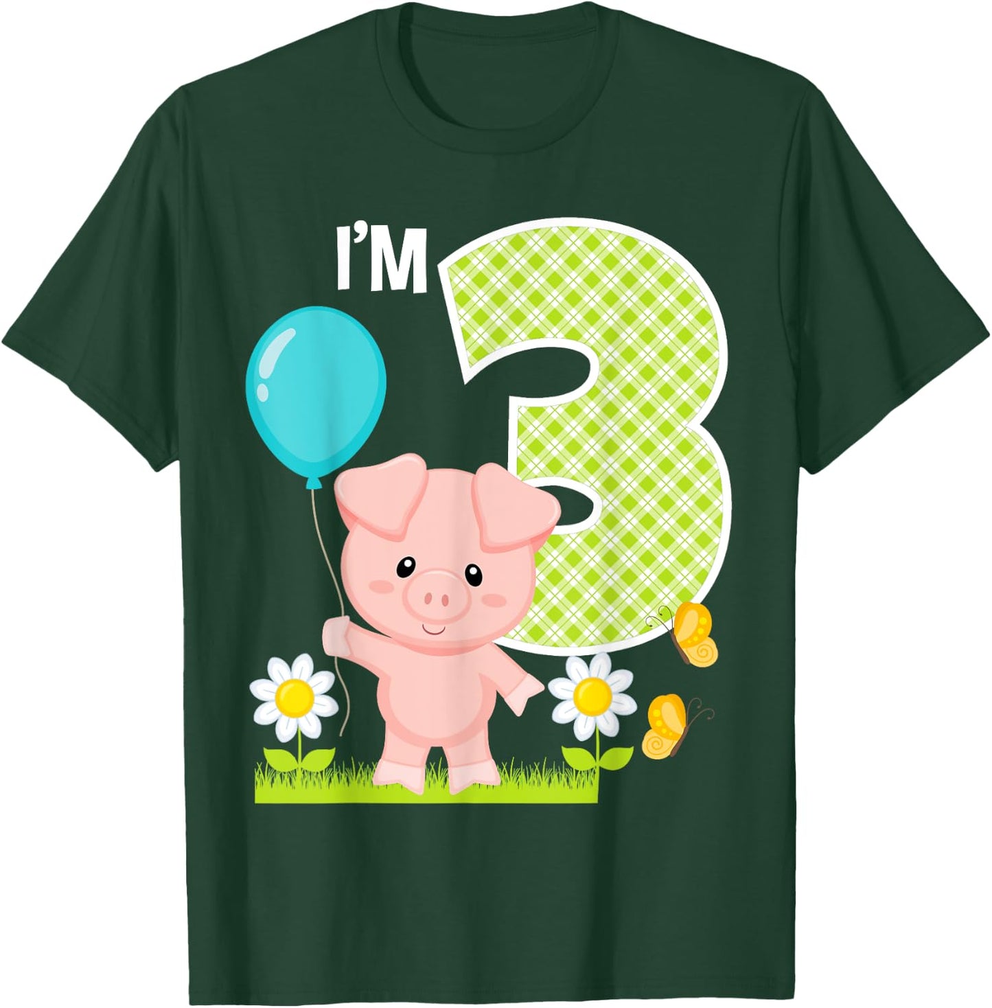 Pig 3rd Birthday Toddler 3 Year Old Birthday Boy Piglet Bday T-Shirt - T-Shirt | Forest