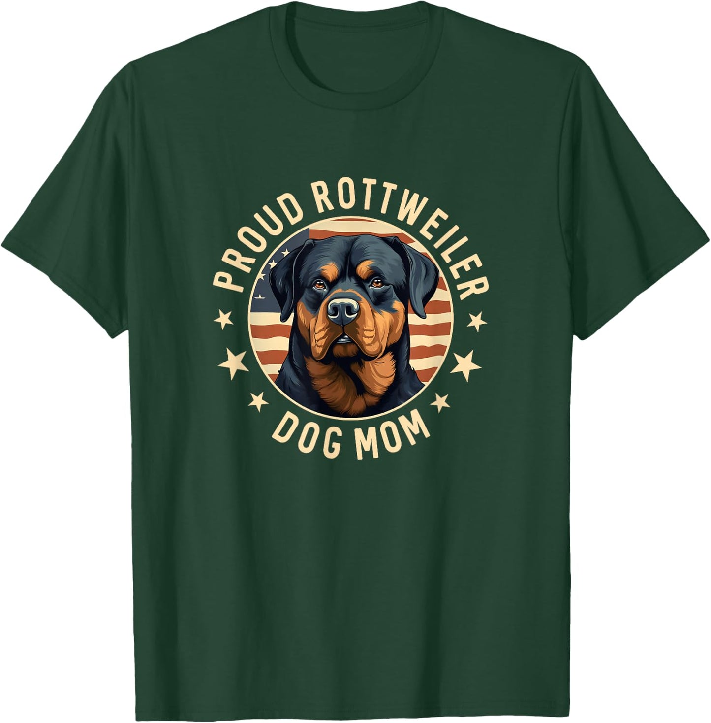 Proud Rottweiler Mom American Flag Patriotic Rottie Mom Women Men T-Shirt - T-Shirt | Forest