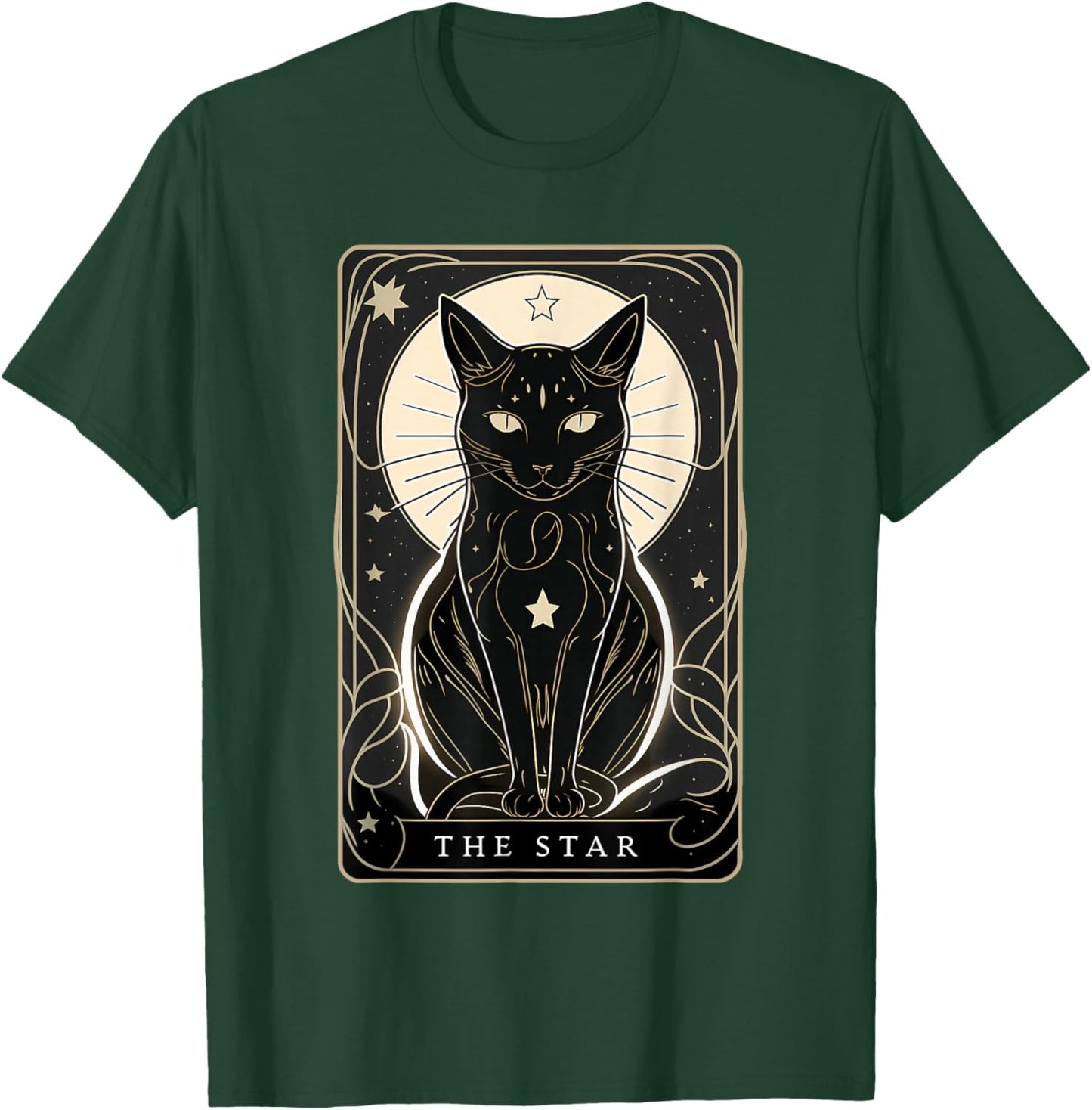 Star Cat Tarot Card Graphic for Tarot Cat Lovers T-Shirt - T-Shirt | Forest