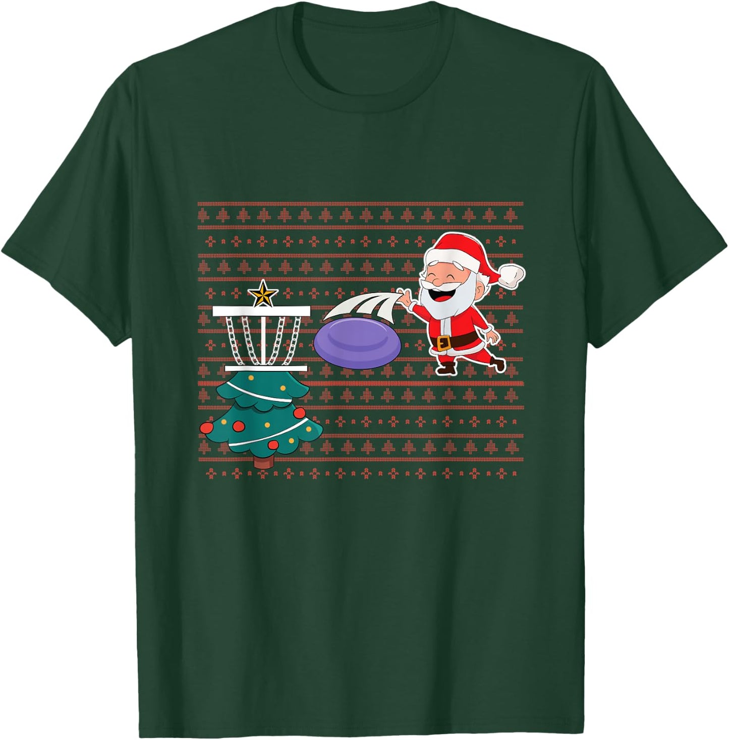Disc Golfing Santa Christmas Tree Frisbee Golfing Disc Golf T-Shirt - T-Shirt | Forest