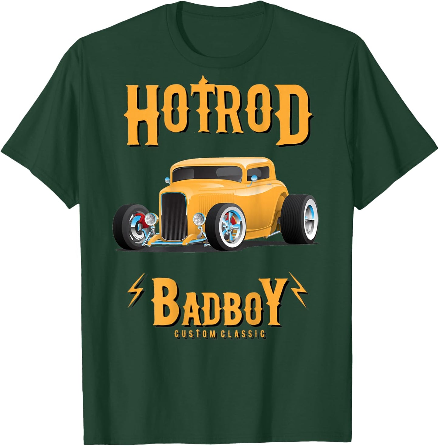 Muscle Car Mayhem Classic HotRod Mechanic (on back) T-Shirt - T-Shirt | Forest