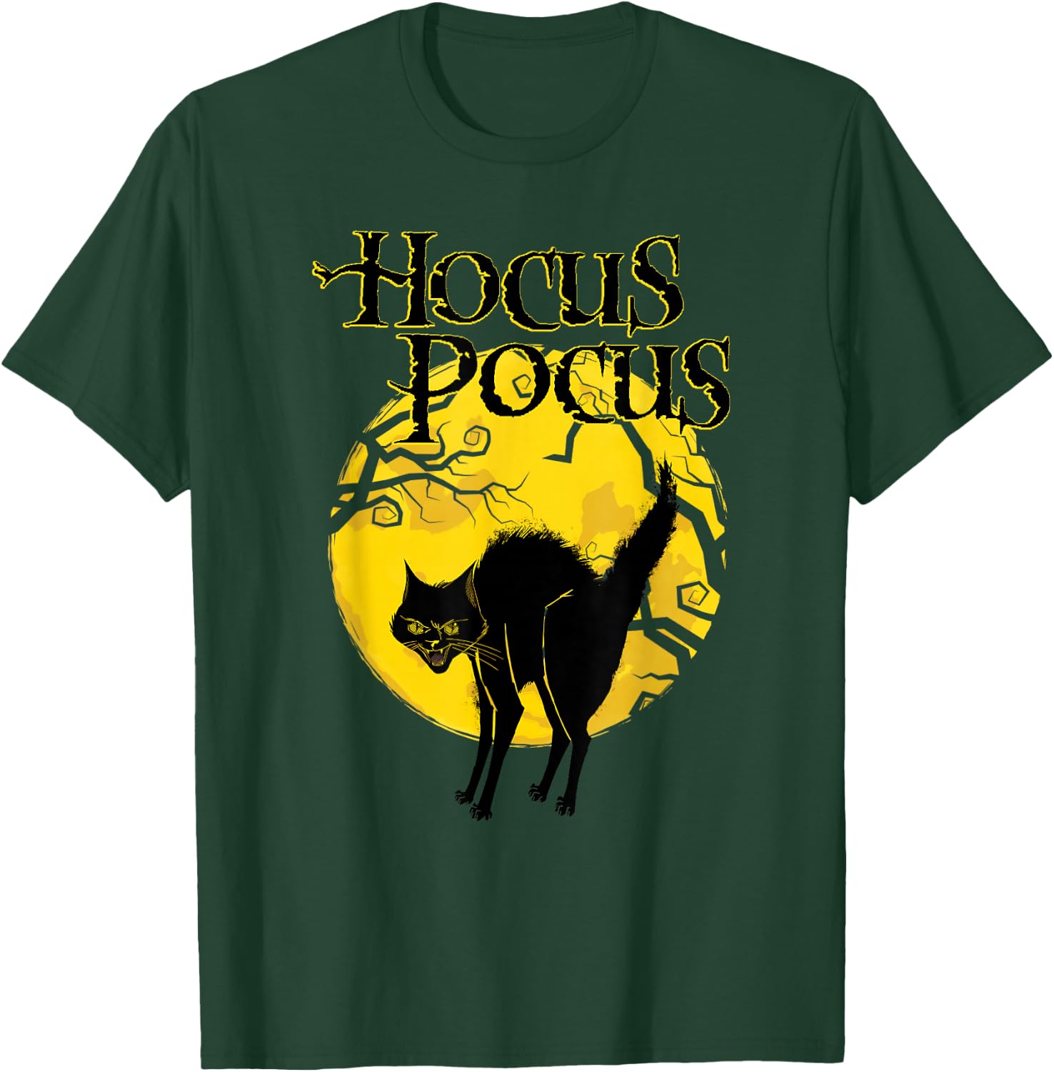 Disney Hocus Pocus Black Cat Binx Moon Silhouette V2 T-Shirt - T-Shirt | Forest