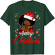 Black African Girl American Melanin Christmas Santa Hat Xmas T-Shirt - T-Shirt | Forest