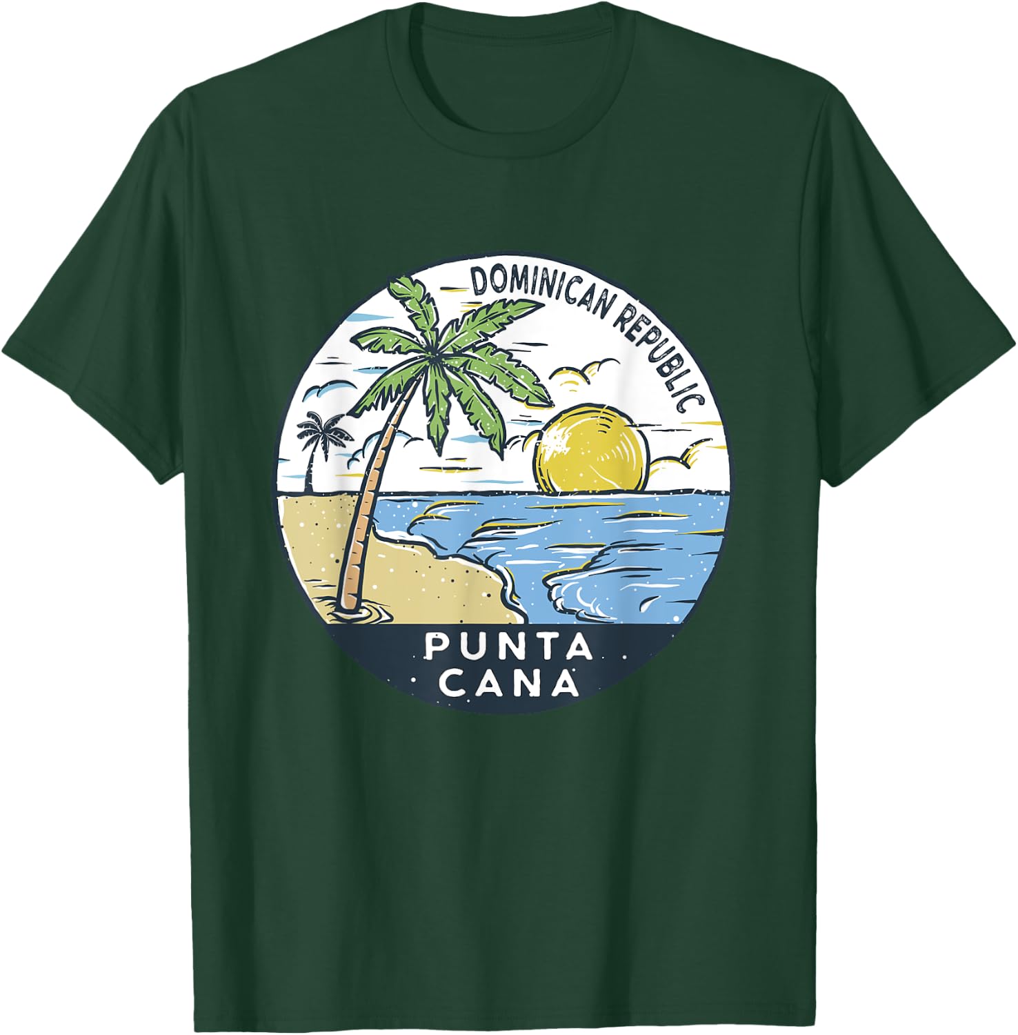 Punta Cana Dominican Republic Illustrated Ocean Vintage T-Shirt - T-Shirt | Forest