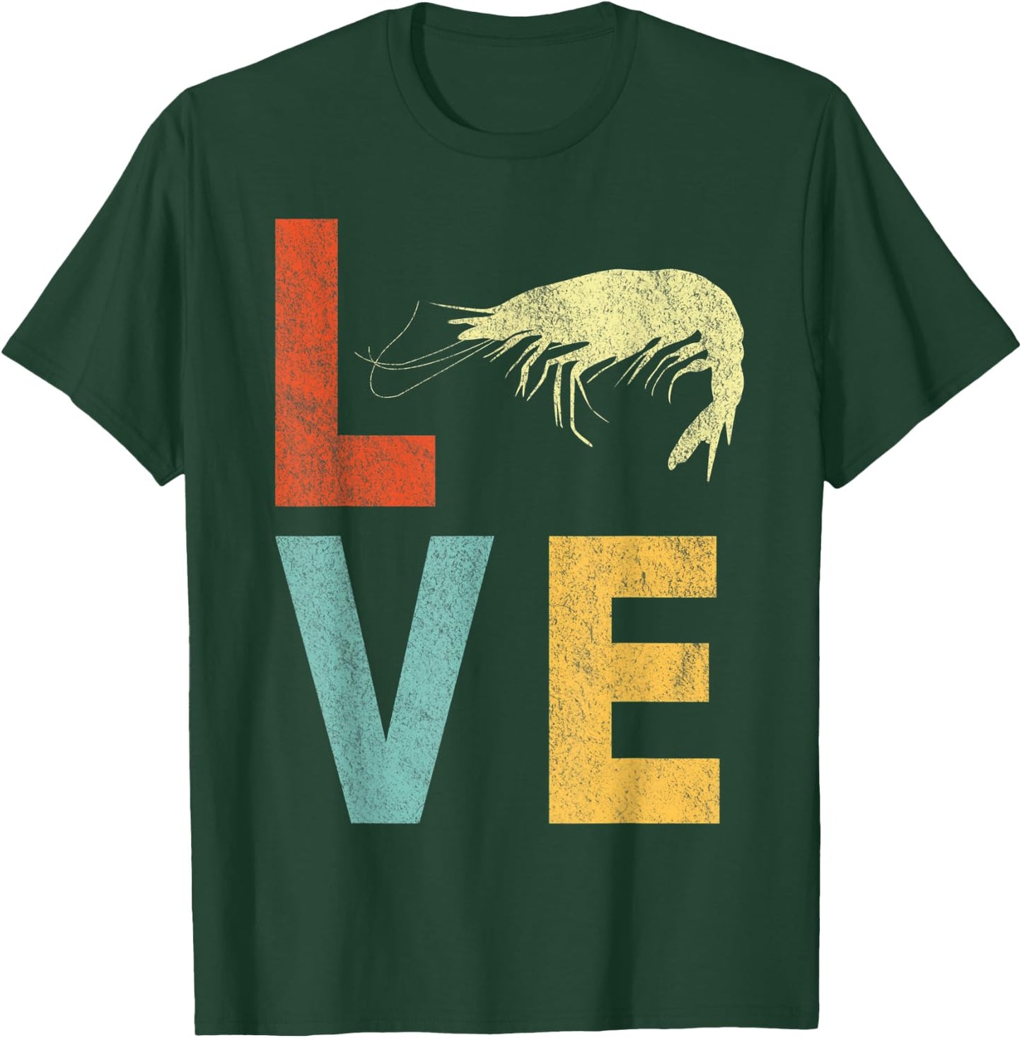 Retro Love Shrimp Lover Funny Shrimp Quote Vintage T-Shirt - T-Shirt | Forest