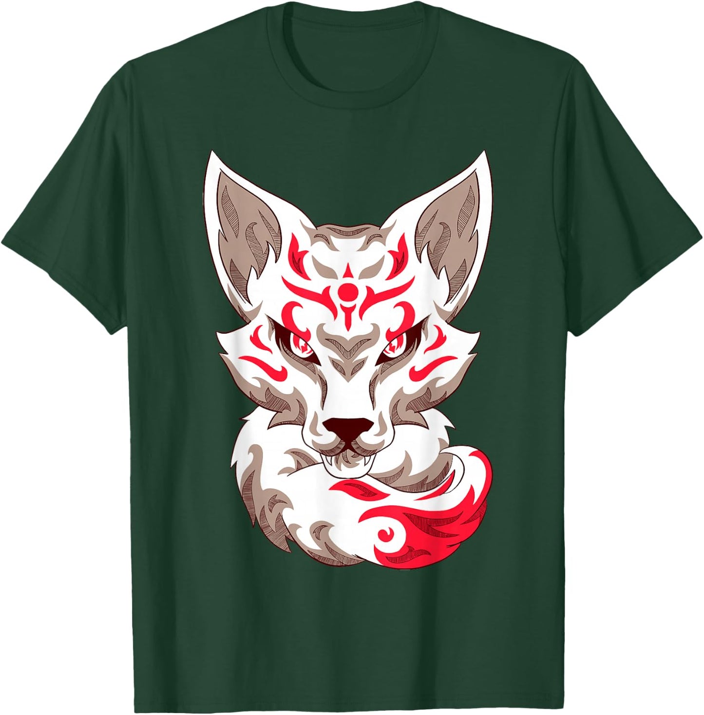 Kitsune Mask Nine-Tailed Fox T-Shirt - T-Shirt | Forest