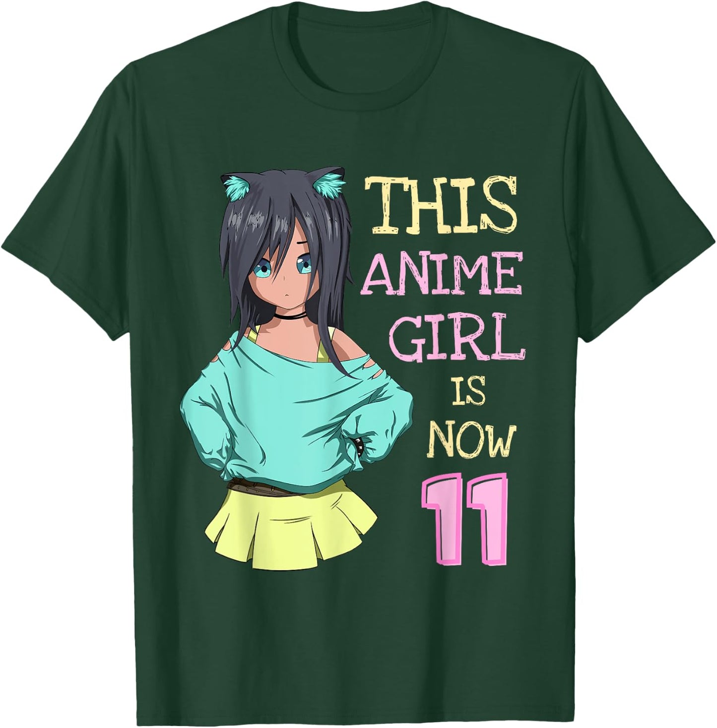This Anime Girl Is Now 11 Years Old Birthday Girl Kawaii T-Shirt - T-Shirt | Forest
