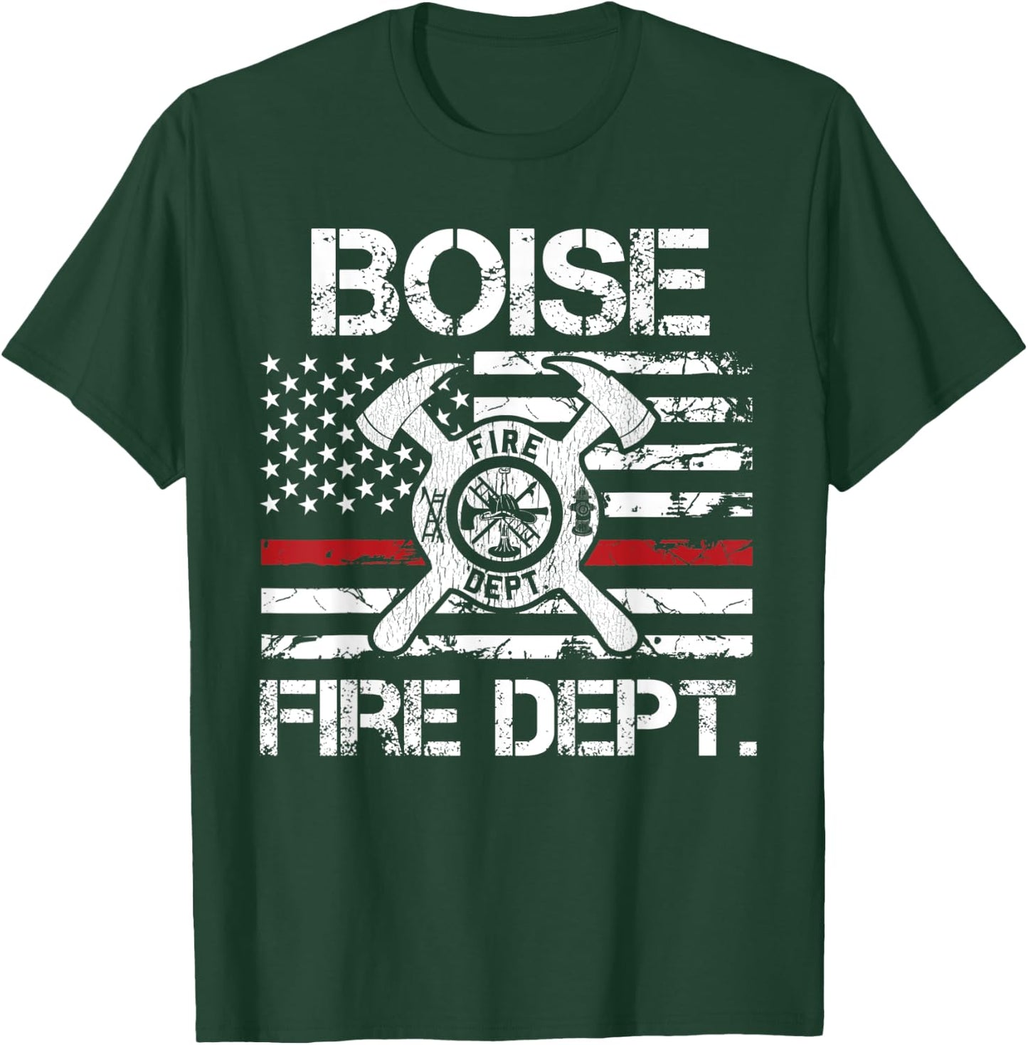 Boise Idaho Fire Department Thin Red Line Logo T-Shirt - T-Shirt | Forest