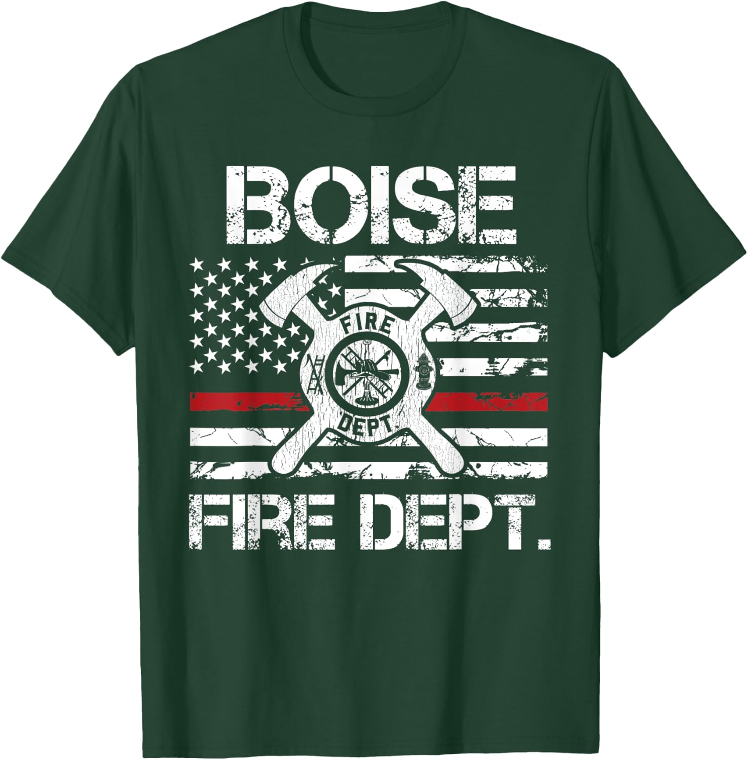 Boise Idaho Fire Department Thin Red Line Logo T-Shirt - T-Shirt | Forest