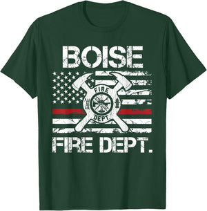 Boise Idaho Fire Department Thin Red Line Logo T-Shirt - T-Shirt | Forest