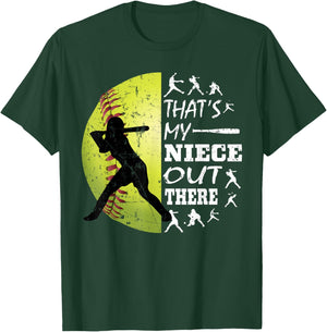 Cute That's My Niece Out There Softball Sayings Quotes Gifts T-Shirt - T-Shirt | Forest