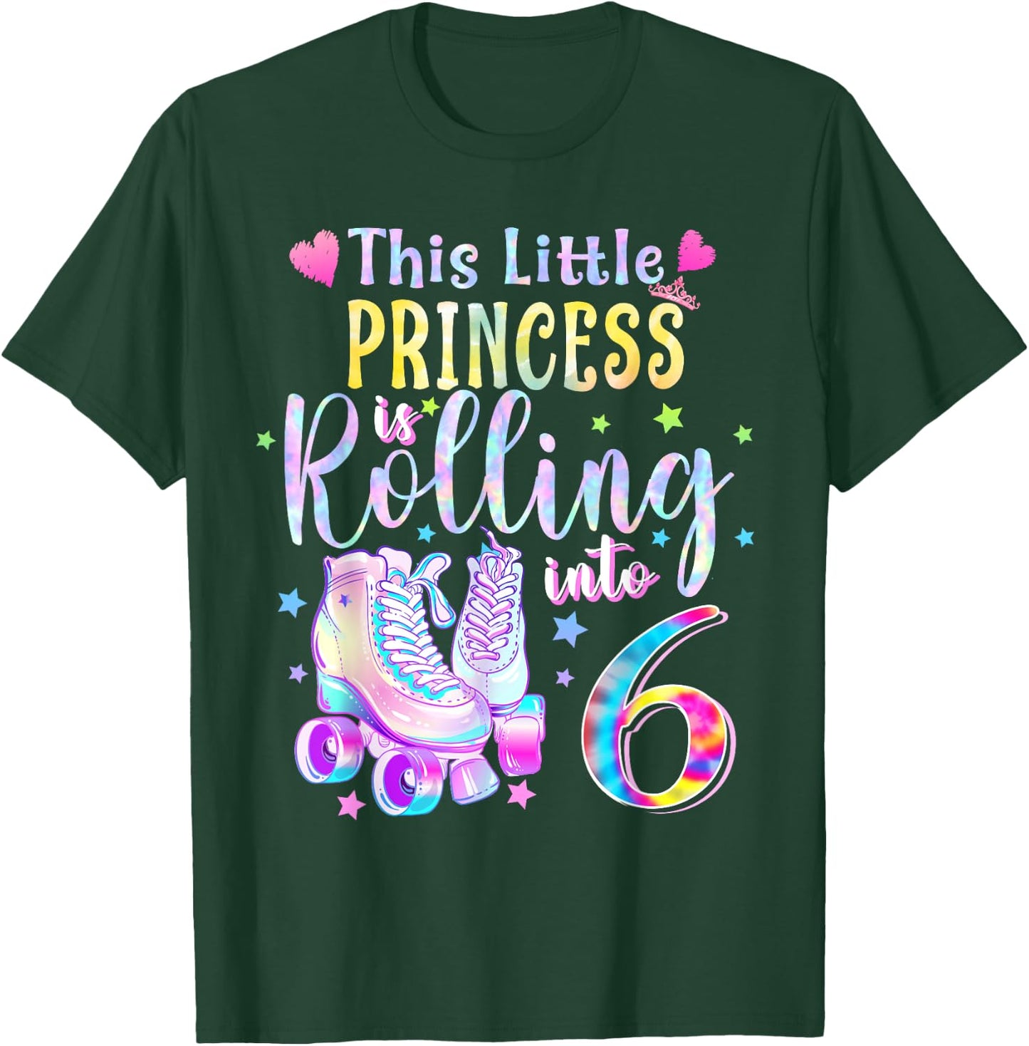 This Little Princess Rolling Into 6 6th Birthday Skate Girls T-Shirt - T-Shirt | Forest