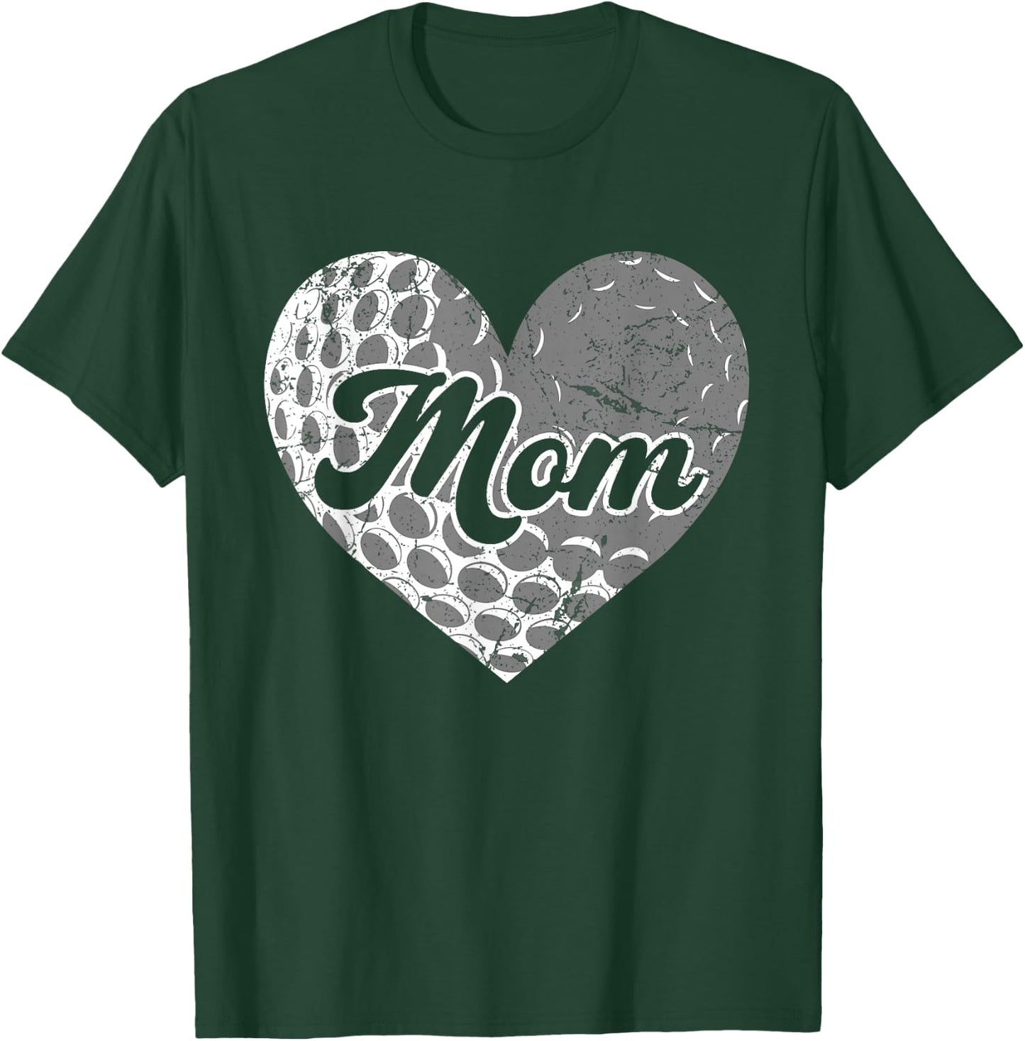 Mother's Day Distressed Heart Golf Mom Mama Sport Fan T-Shirt - T-Shirt | Forest