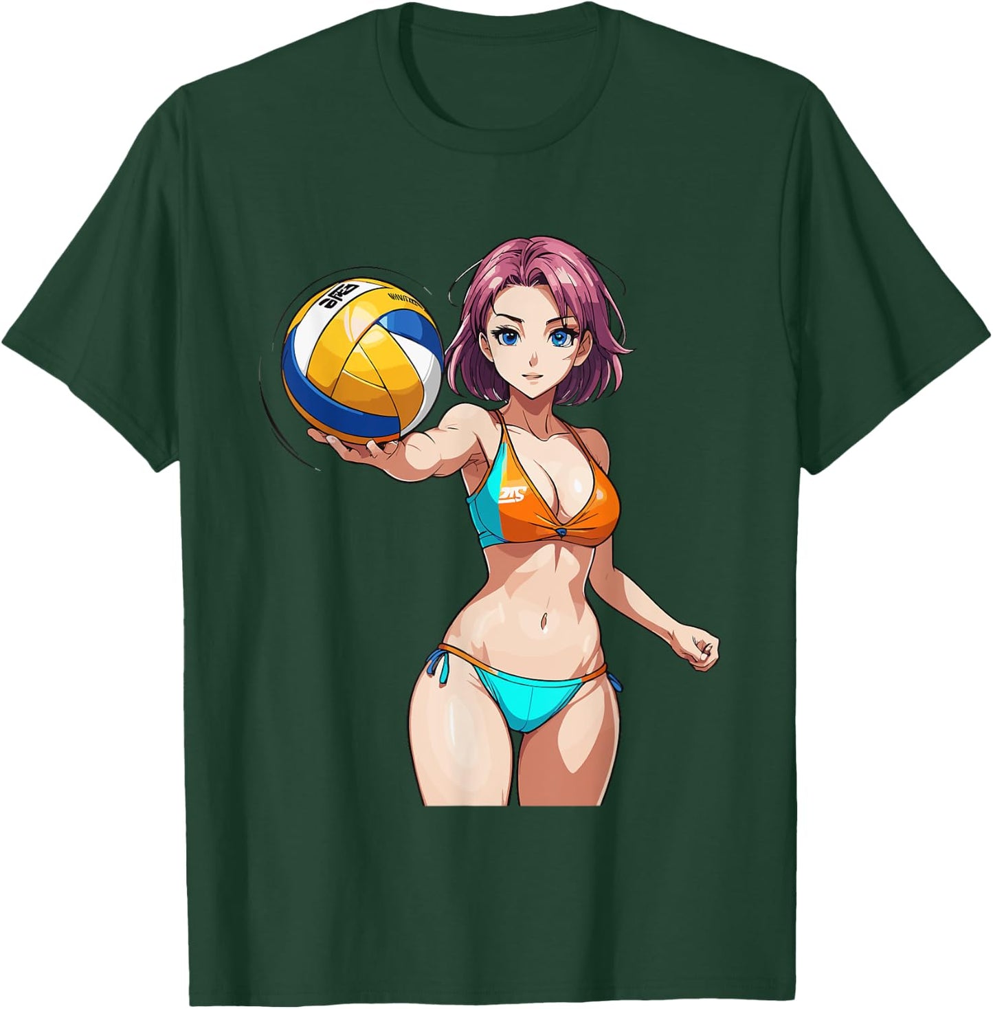 Sexy Fitness Anime Volleyball Girl in Sport Outfit T-Shirt - T-Shirt | Forest