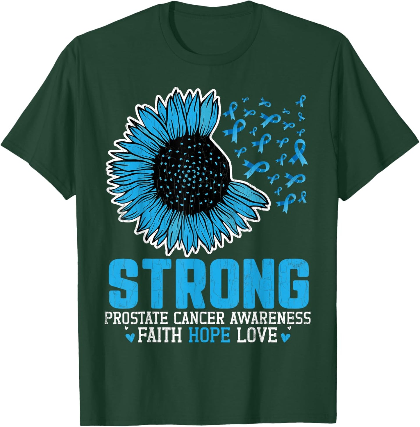 Strong Prostate Cancer Awareness Blue Ribbon Graphic T-Shirt - T-Shirt | Forest