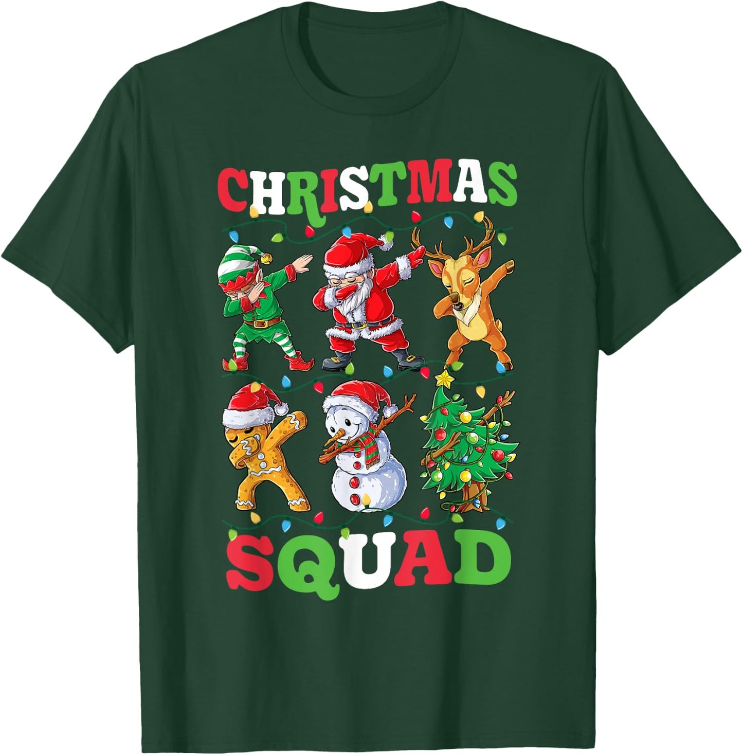 Christmas Squad Santa Dabbing Elf Family Matching Pajamas T-Shirt - T-Shirt | Forest