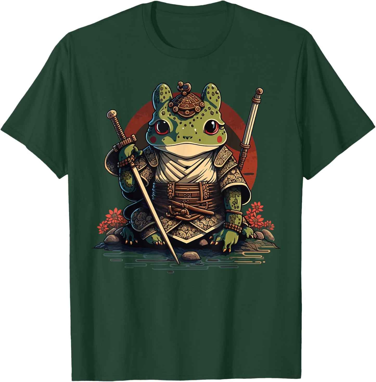 Samurai Frog Warrior Japanese Ninja Frog Kawaii T-Shirt - T-Shirt | Forest