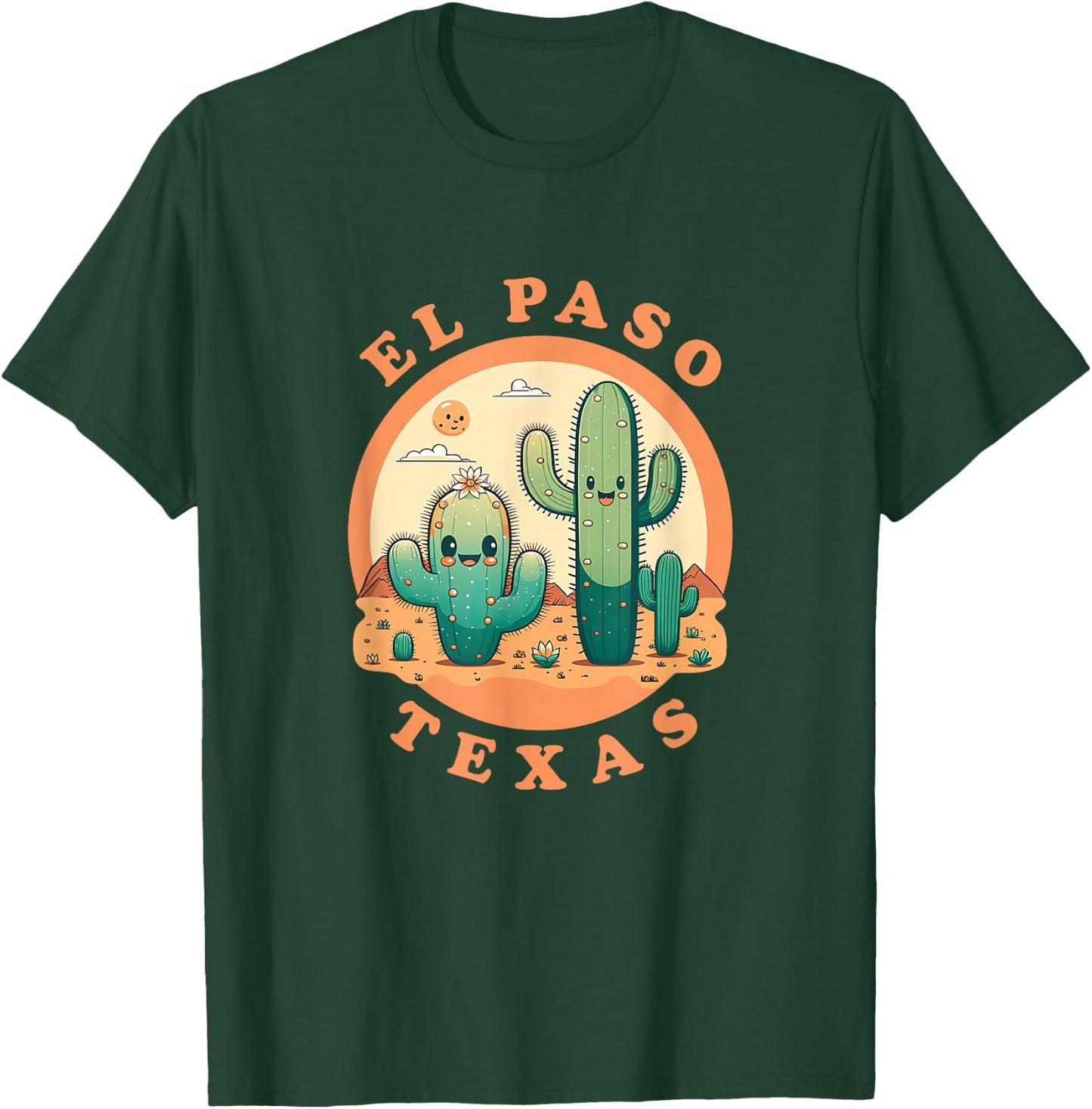 El Paso Texas Cute Kawaii Desert Cactus Couple T-Shirt - T-Shirt | Forest