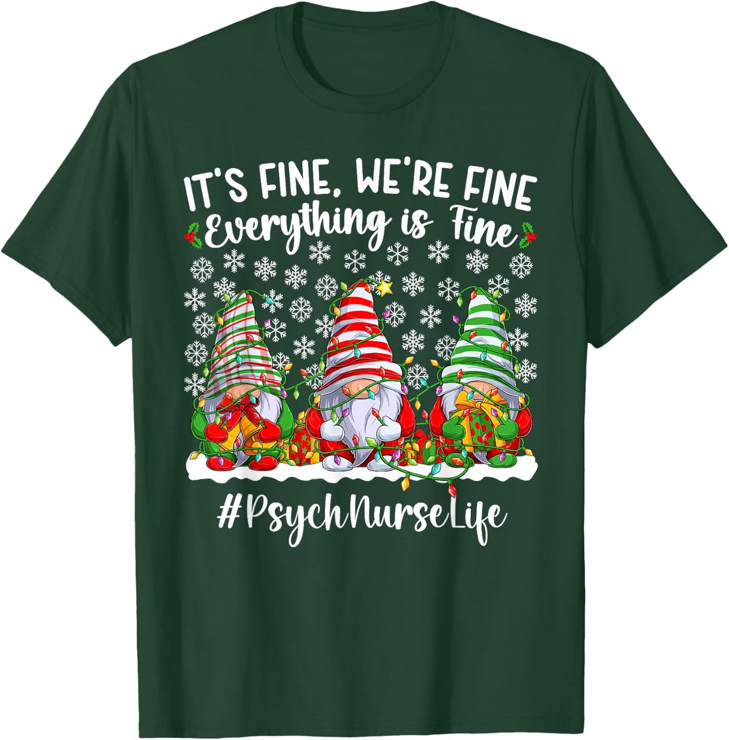 Funny Psych Nurse Christmas Psychiatric Nursing Xmas Party T-Shirt - T-Shirt | Forest