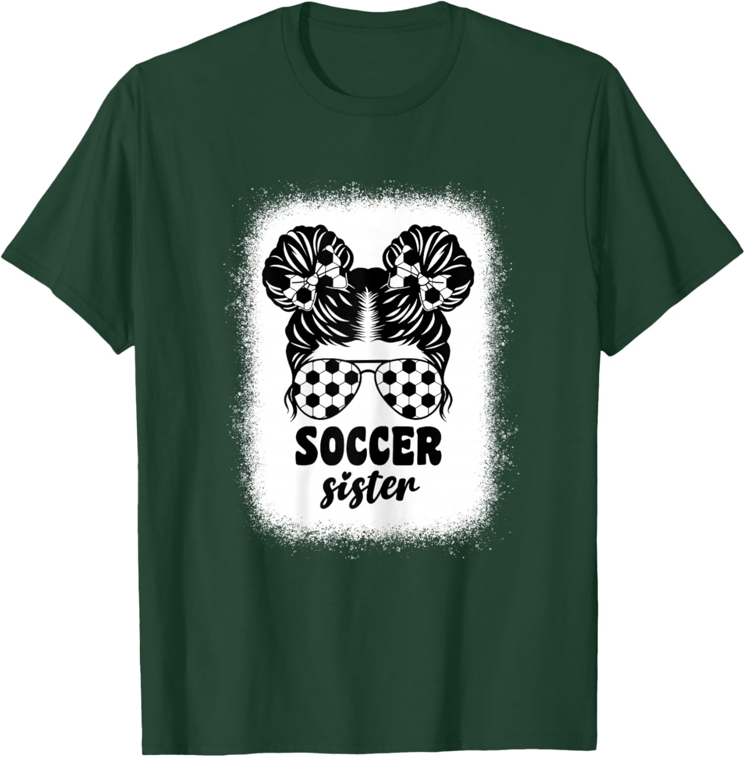 Proud Soccer Little Sister For Baby Girls Kids Messy Bun Fun T-Shirt - T-Shirt | Forest