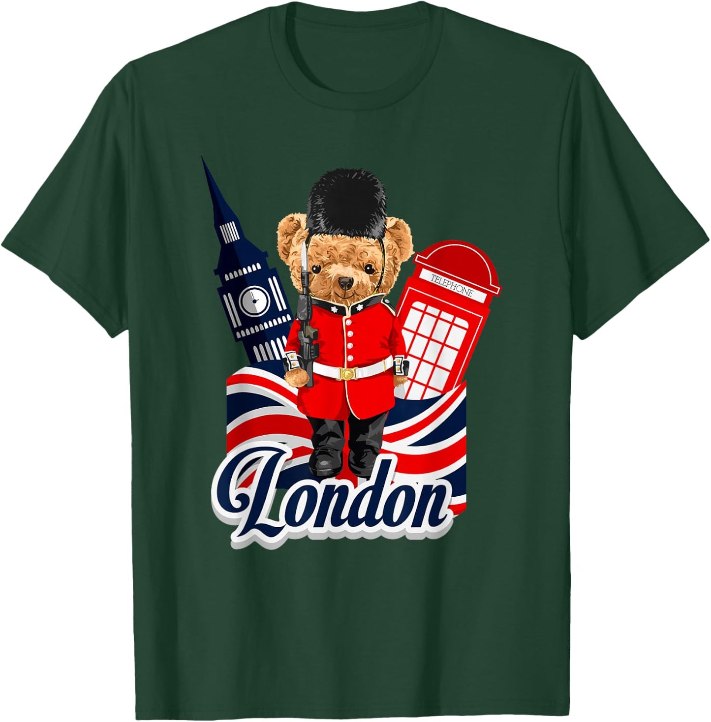 London Teddy Bear Queen Guard Illustration Graphic Anime T-Shirt - T-Shirt | Forest