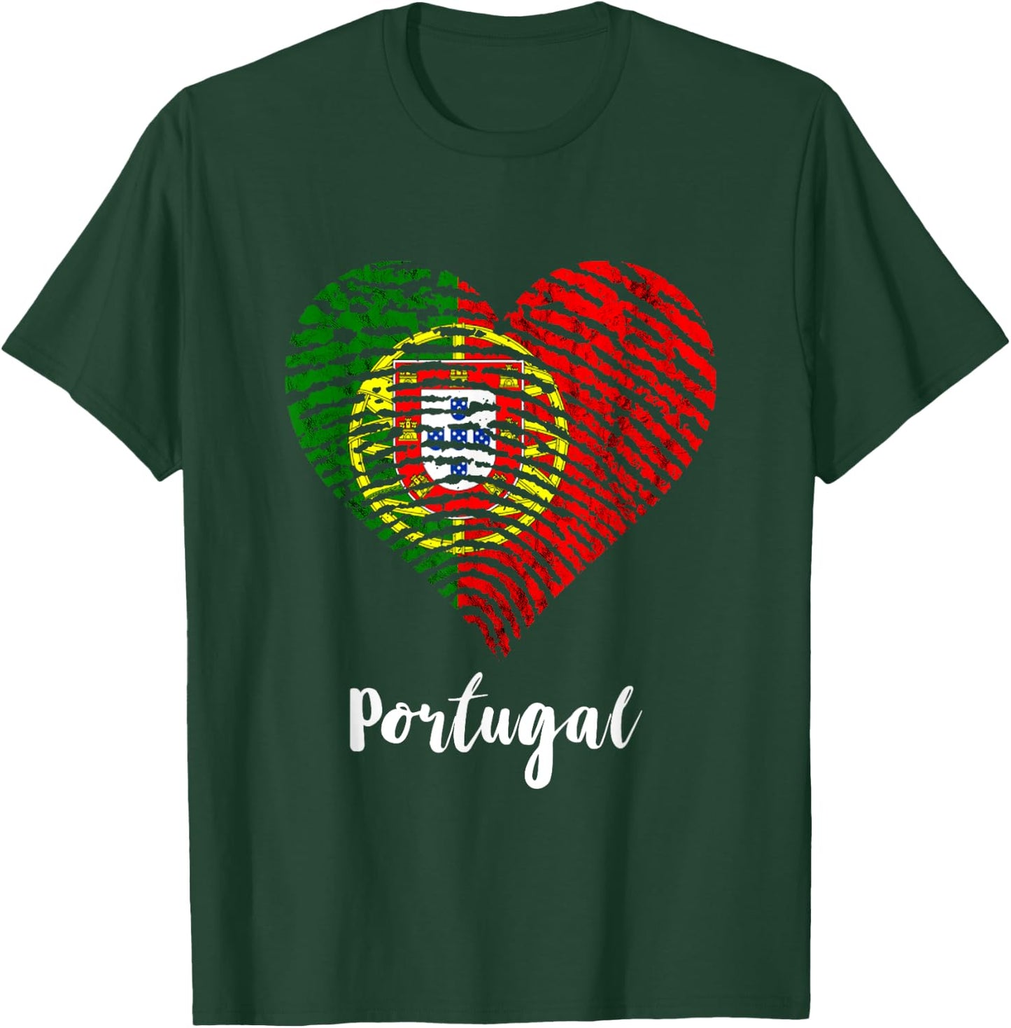 Portugal Flag Heart Thumbmark Portuguese Pride Portugal T-Shirt - T-Shirt | Forest