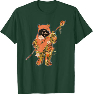 Star Wars Wicket Ewok Endor Floral Garden Reimagined T-Shirt - T-Shirt | Forest