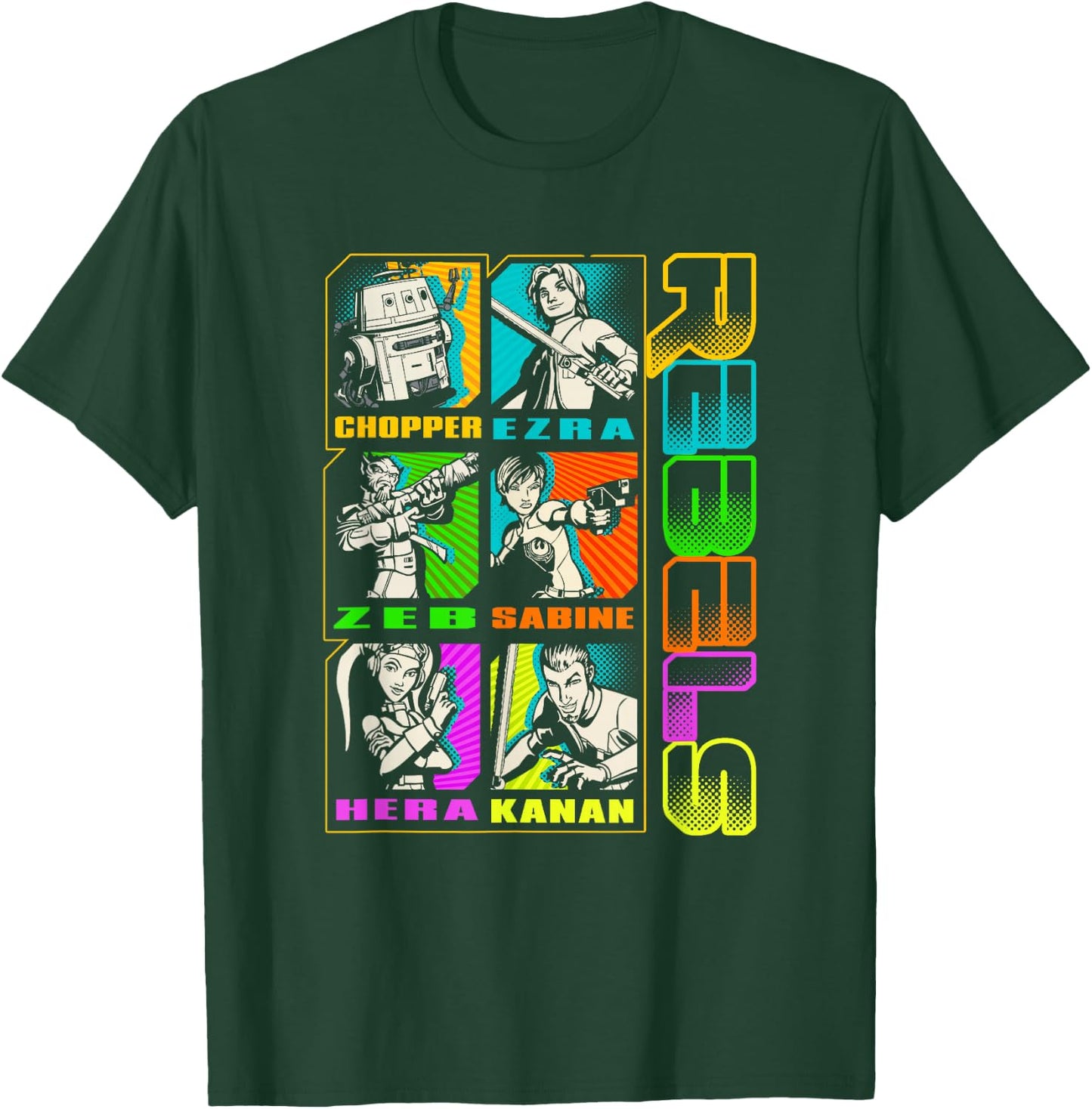 Star Wars Rebels Vintage Stacked Character Panels Mashup T-Shirt - T-Shirt | Forest