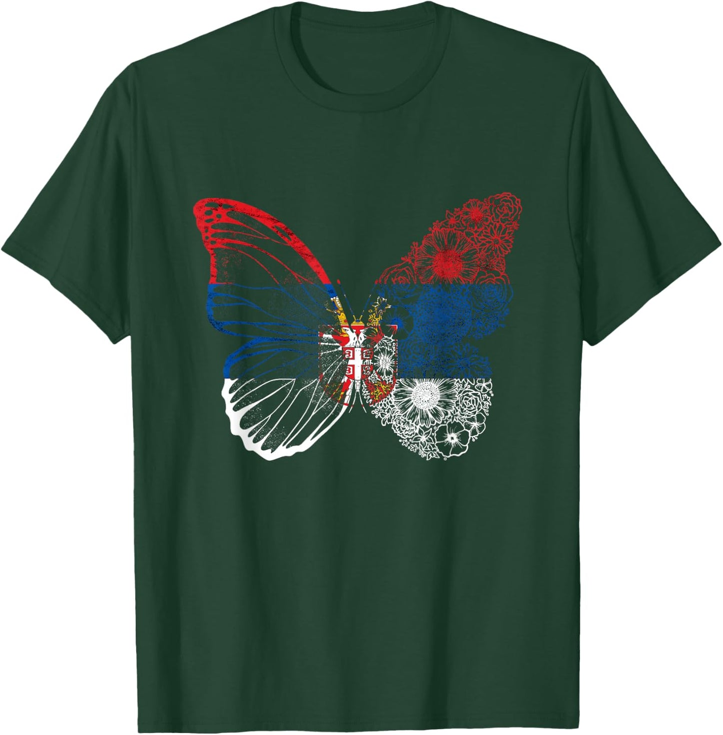 Serbian Flag Serbian Pride Serbian Roots Serbia Butterfly T-Shirt - T-Shirt | Forest