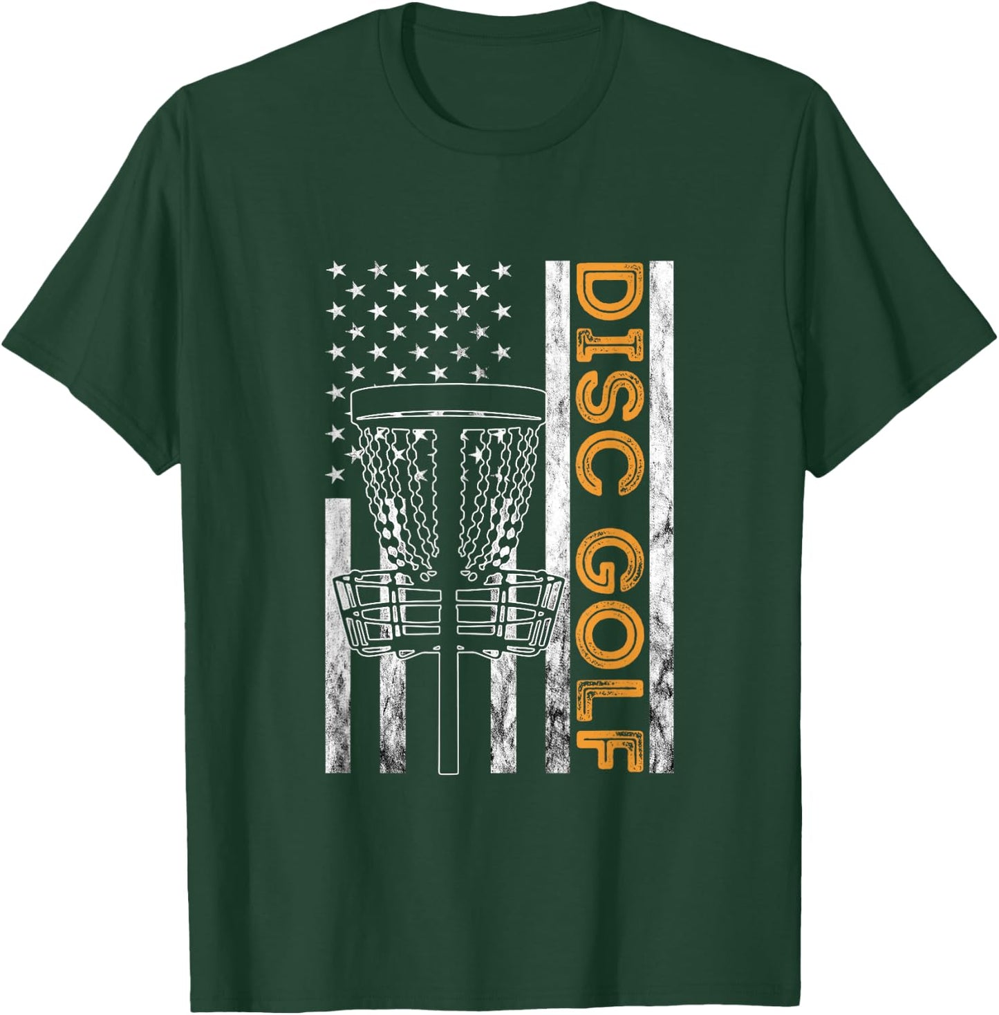 Disc Golf USA Flag America Frisbee Golf Disc Golf Player Kids Men T-Shirt - T-Shirt | Forest