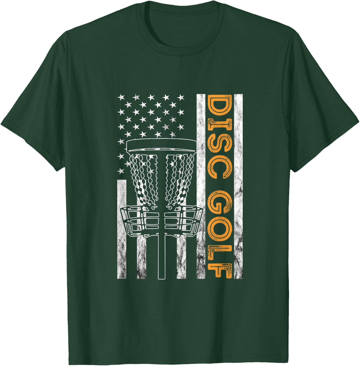 Disc Golf USA Flag America Frisbee Golf Disc Golf Player Kids Men T-Shirt - T-Shirt | Forest