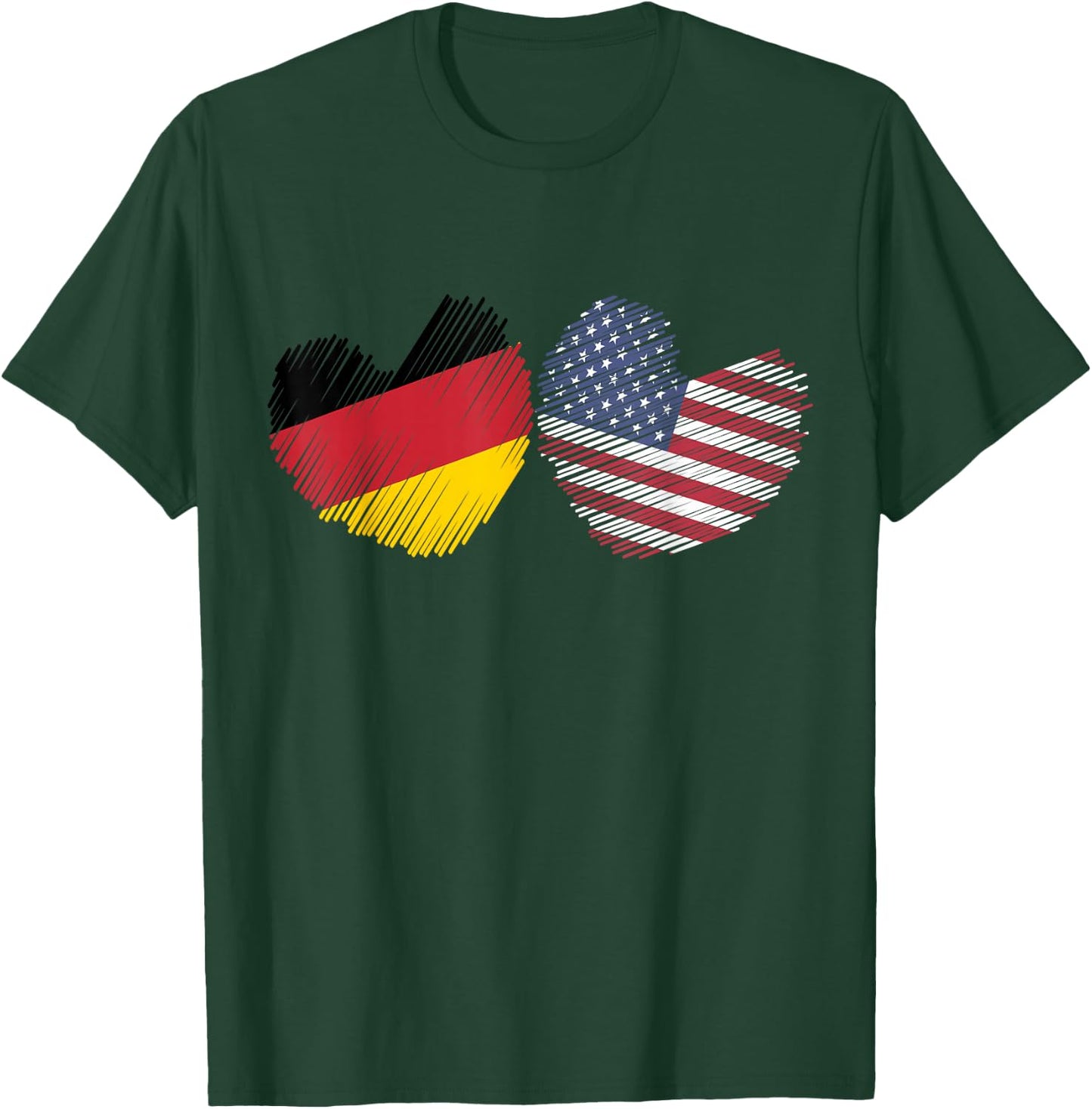 Germany USA Heart German Flag American Flag Grunge Heart T-Shirt - T-Shirt | Forest