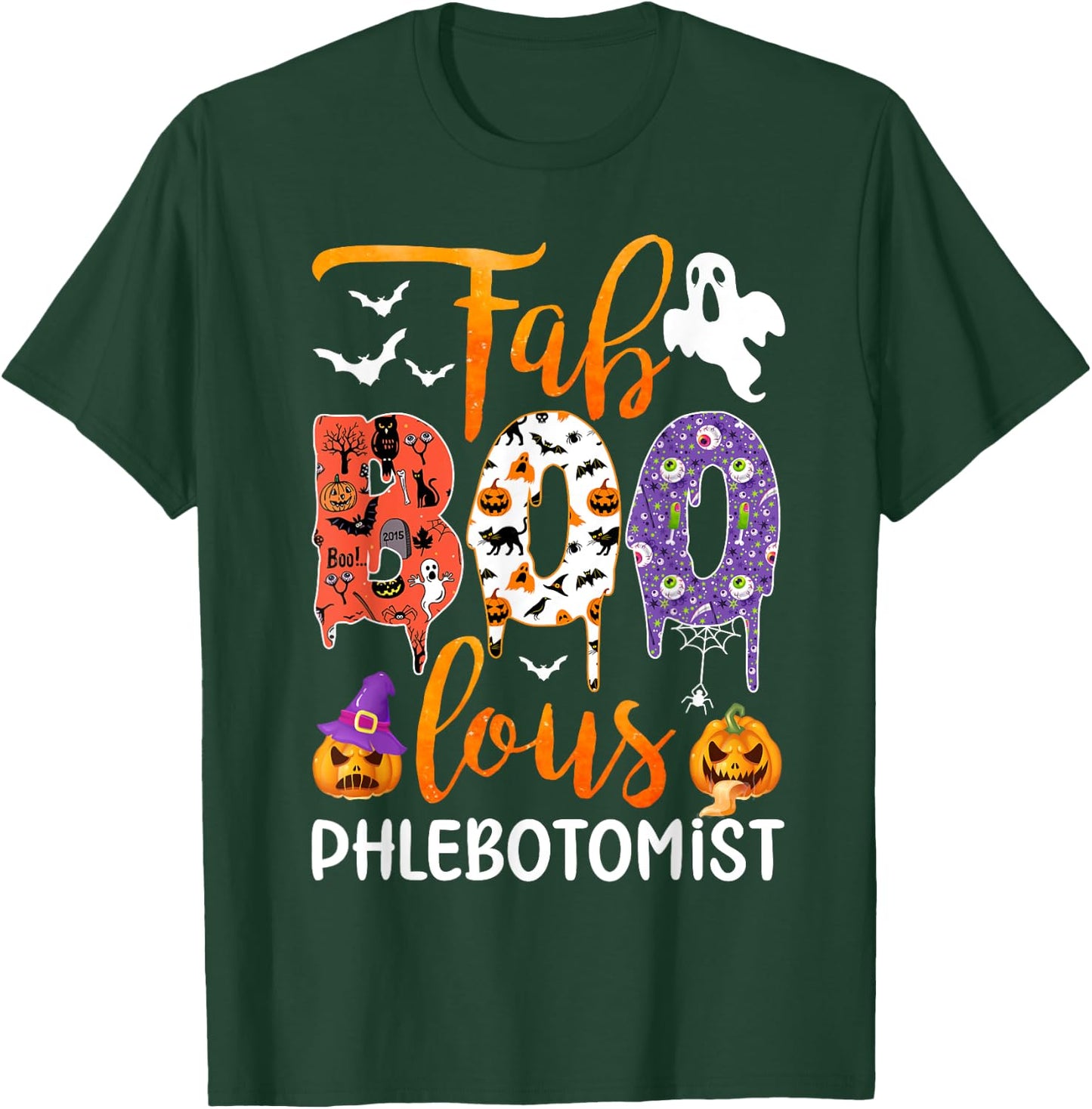 Fab Boo Lous Phlebotomist Boo Ghost Halloween Phlebotomist T-Shirt - T-Shirt | Forest
