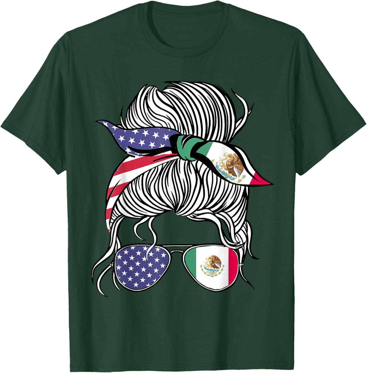Mexican American Patriot Grown Proud Women Girl Flag Small T-Shirt - T-Shirt | Forest