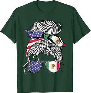 Mexican American Patriot Grown Proud Women Girl Flag Small T-Shirt - T-Shirt | Forest