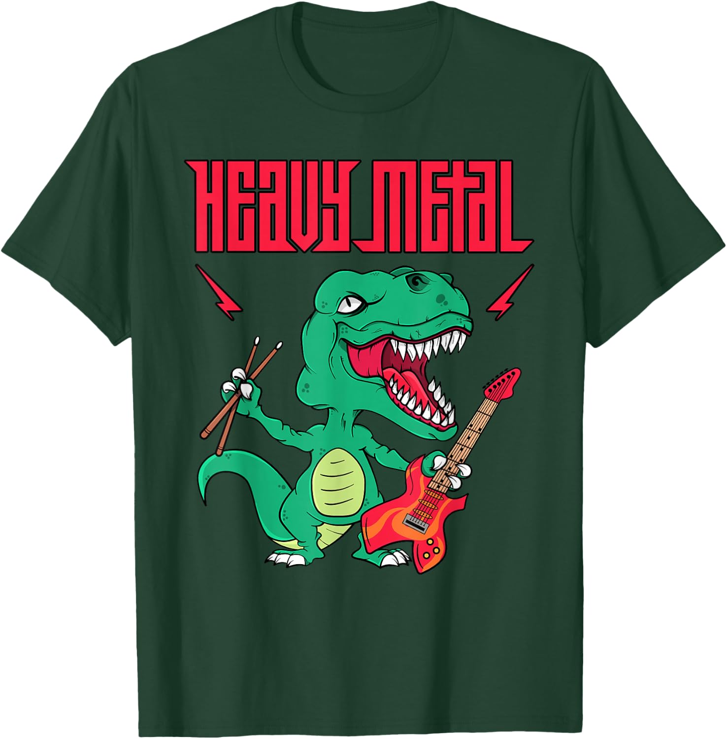Funny Heavy Metal Dinosaur Design Women and Kids T-Shirt - T-Shirt | Forest